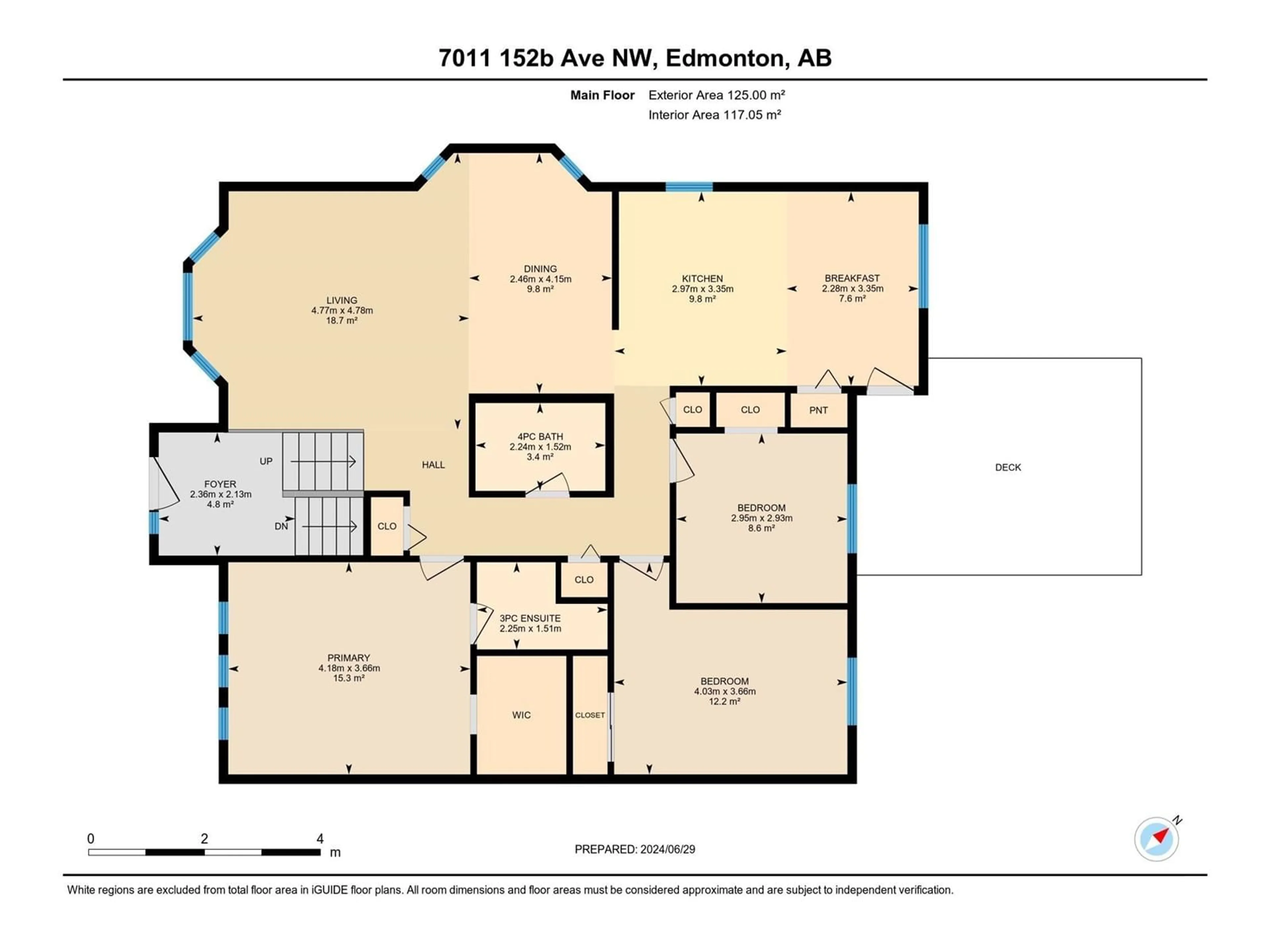 Floor plan for 7011 152B AV NW, Edmonton Alberta T5C3P3