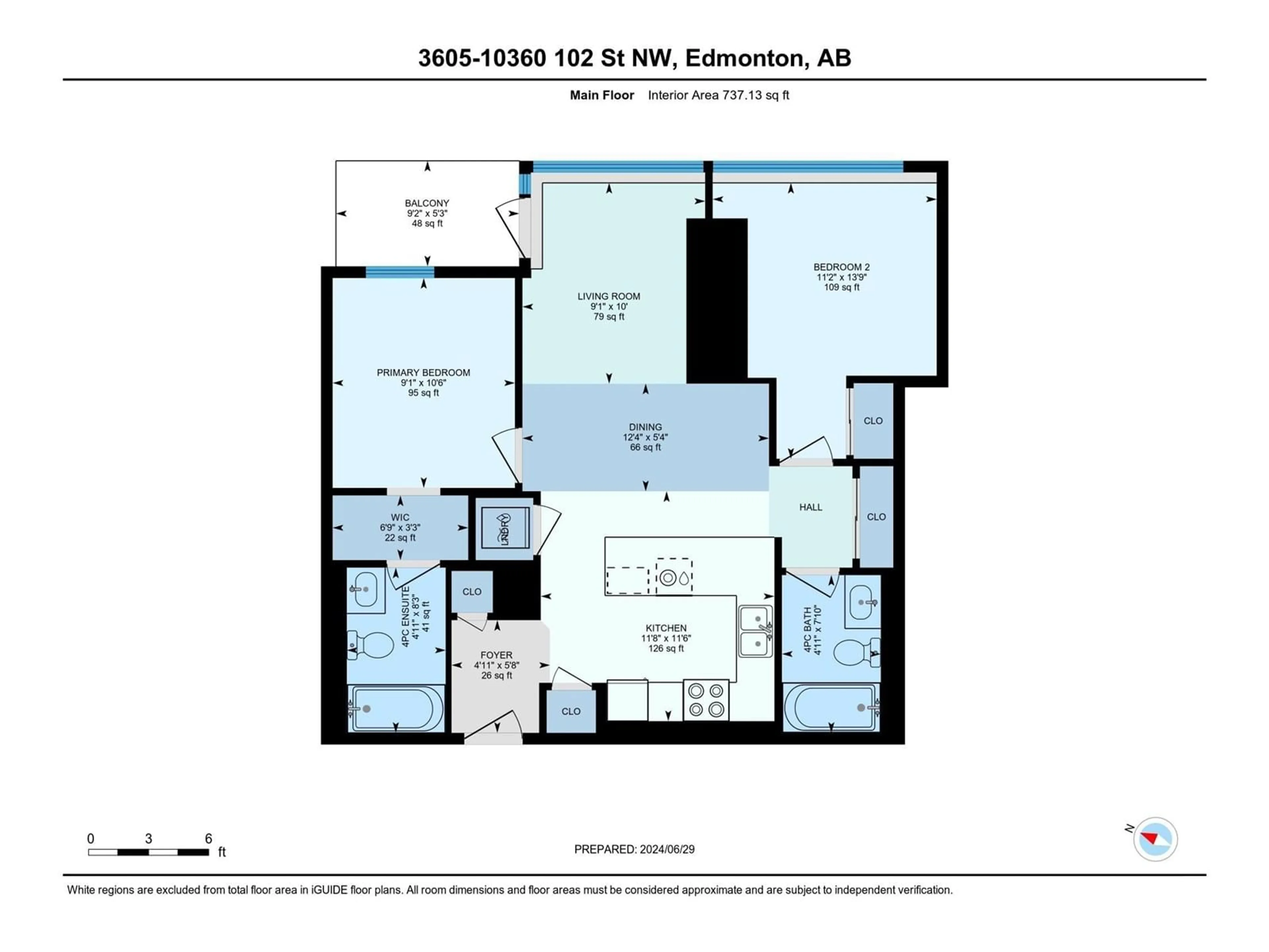 Floor plan for #3605 10360 102 ST NW, Edmonton Alberta T5J4Y8