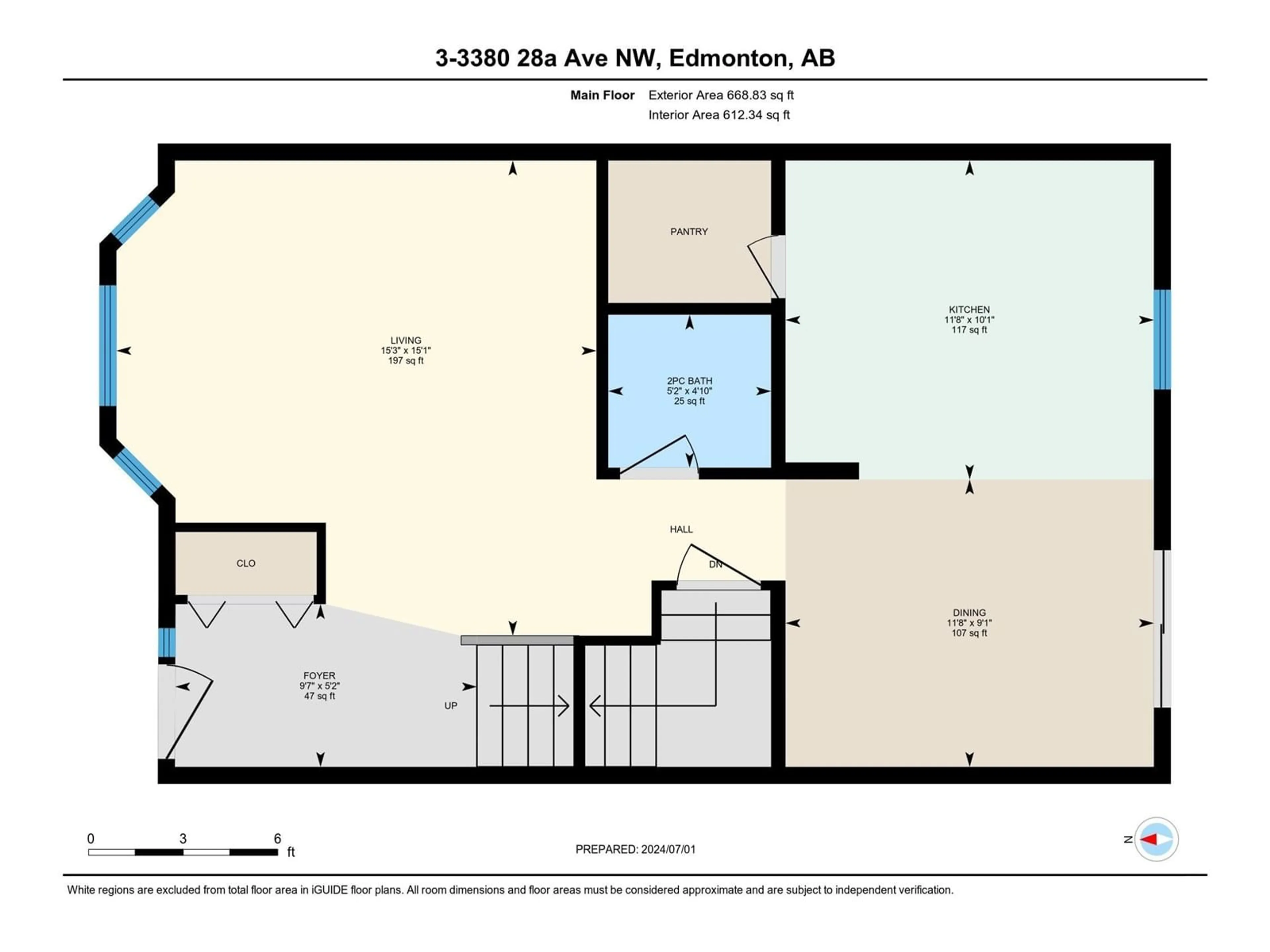 Floor plan for #3 3380 28A AV NW, Edmonton Alberta T6T1V4