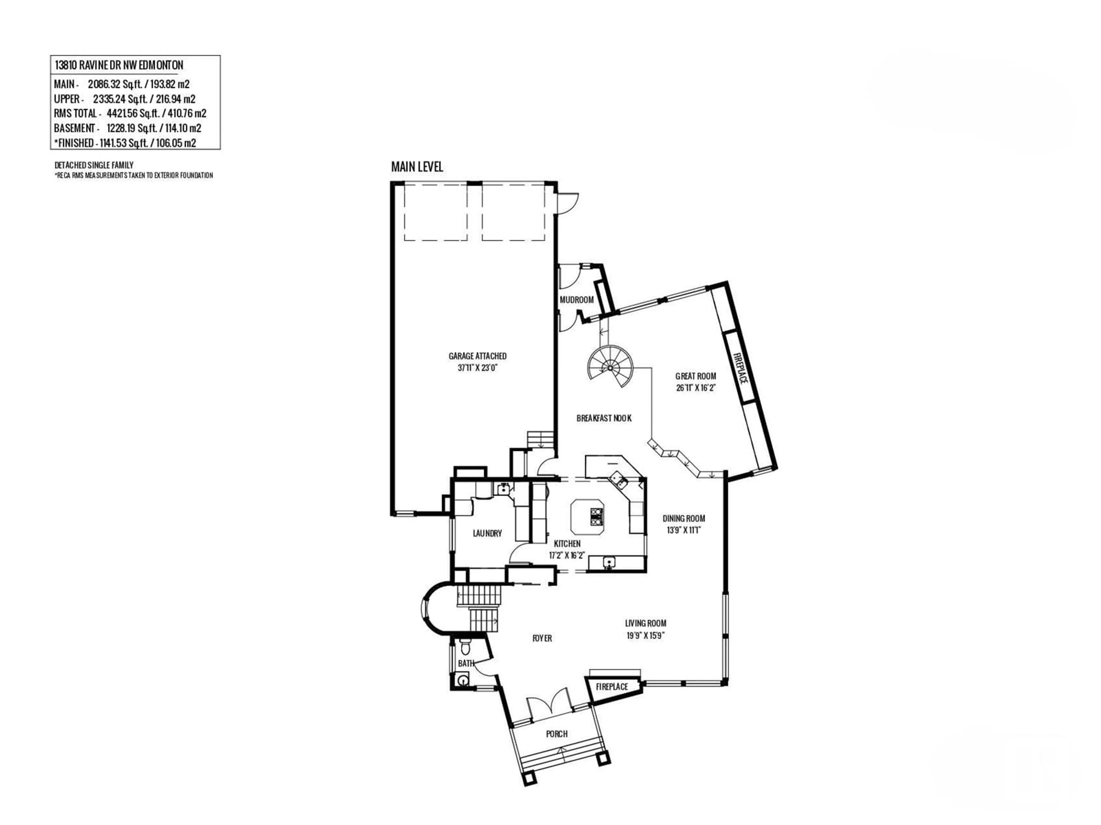 Floor plan for 13810 RAVINE DR NW, Edmonton Alberta T5N3M1