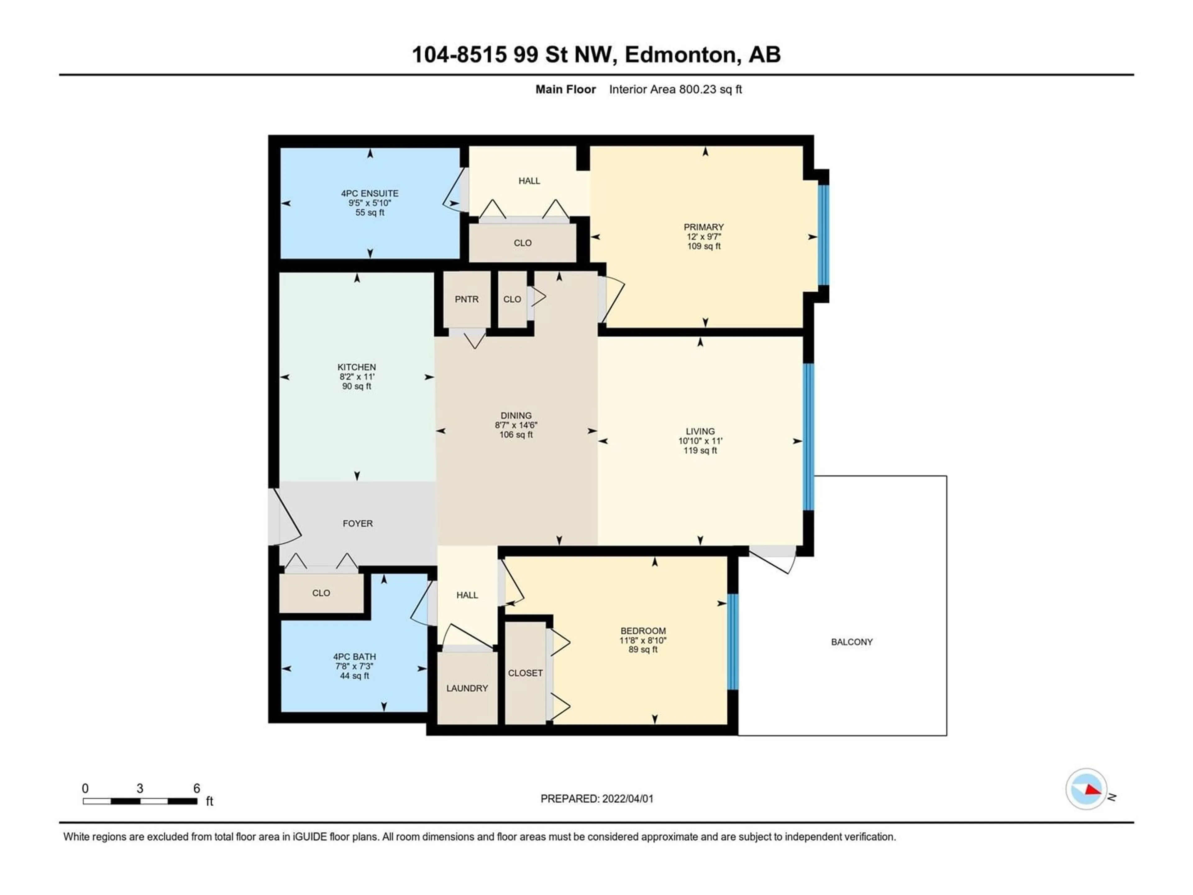 Floor plan for #104 8515 99 ST NW, Edmonton Alberta T6E3T7