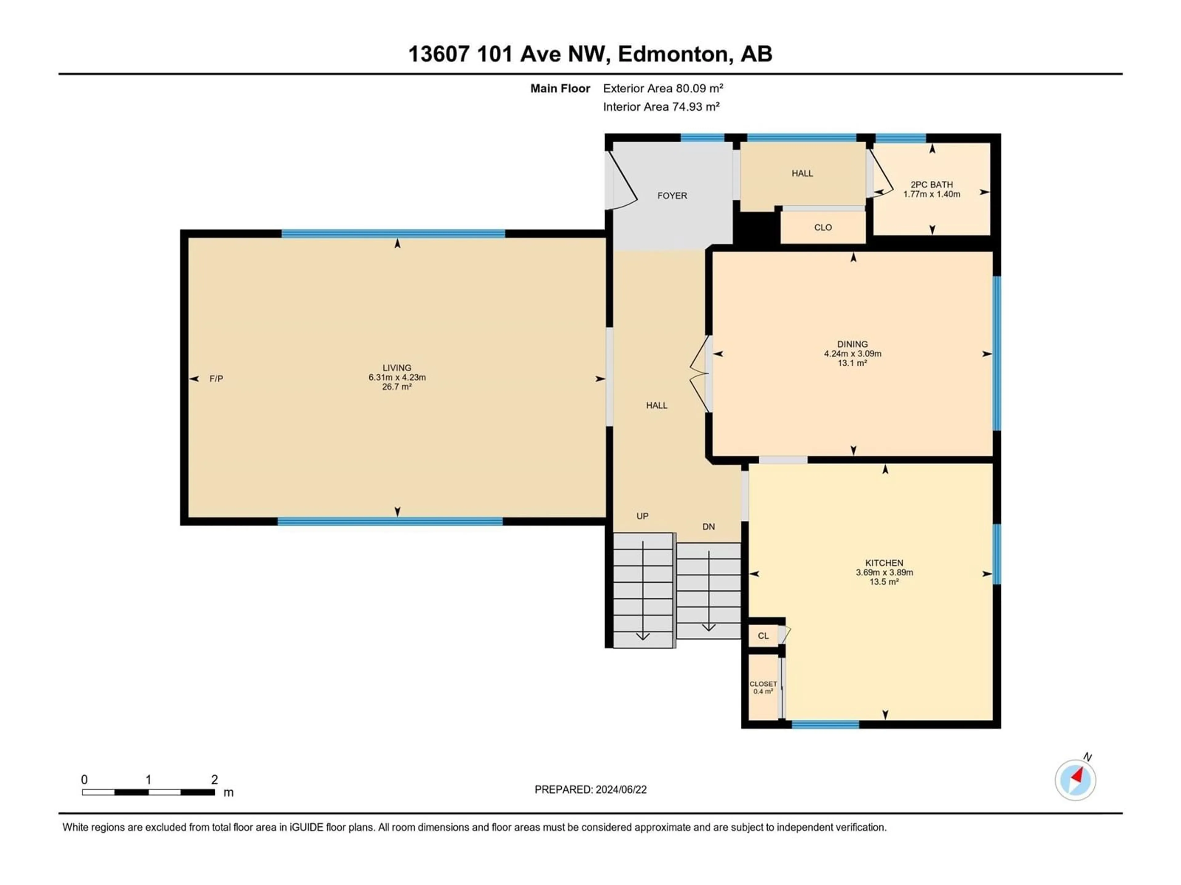 Floor plan for 13607 101 AV NW, Edmonton Alberta T5N0J4