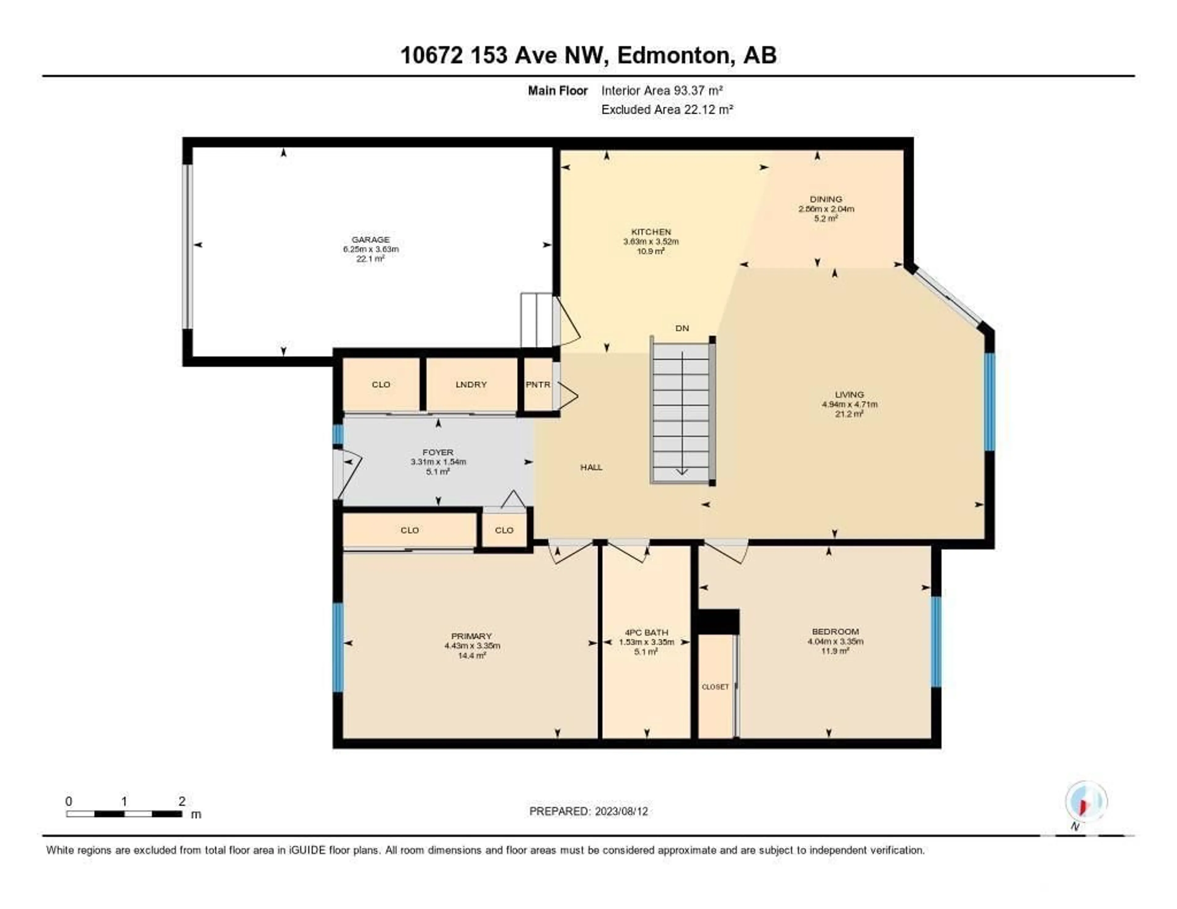 Floor plan for 10672 153 AV NW, Edmonton Alberta T6X5R7