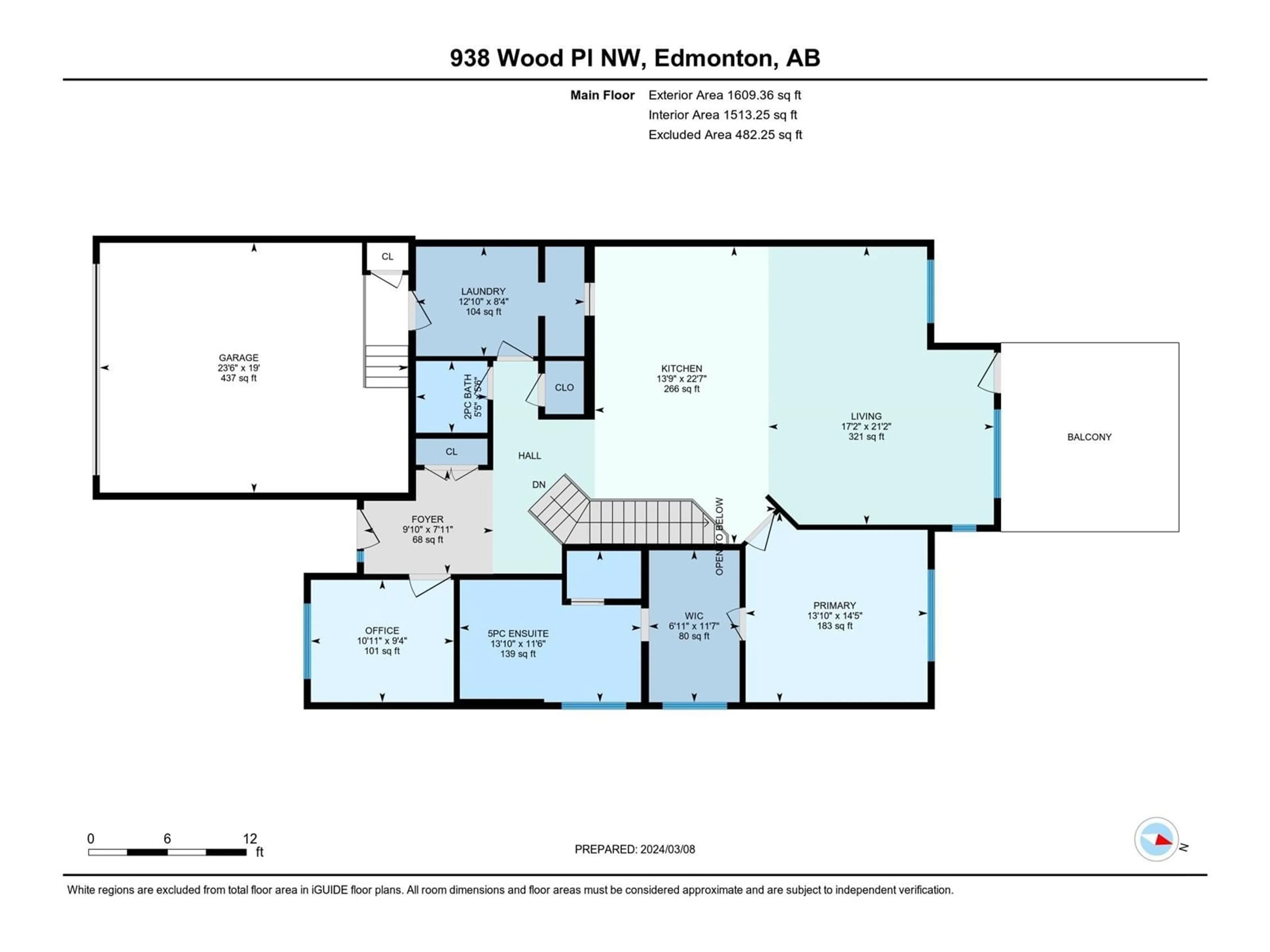 Floor plan for 938 WOOD PL NW, Edmonton Alberta T6W3G8