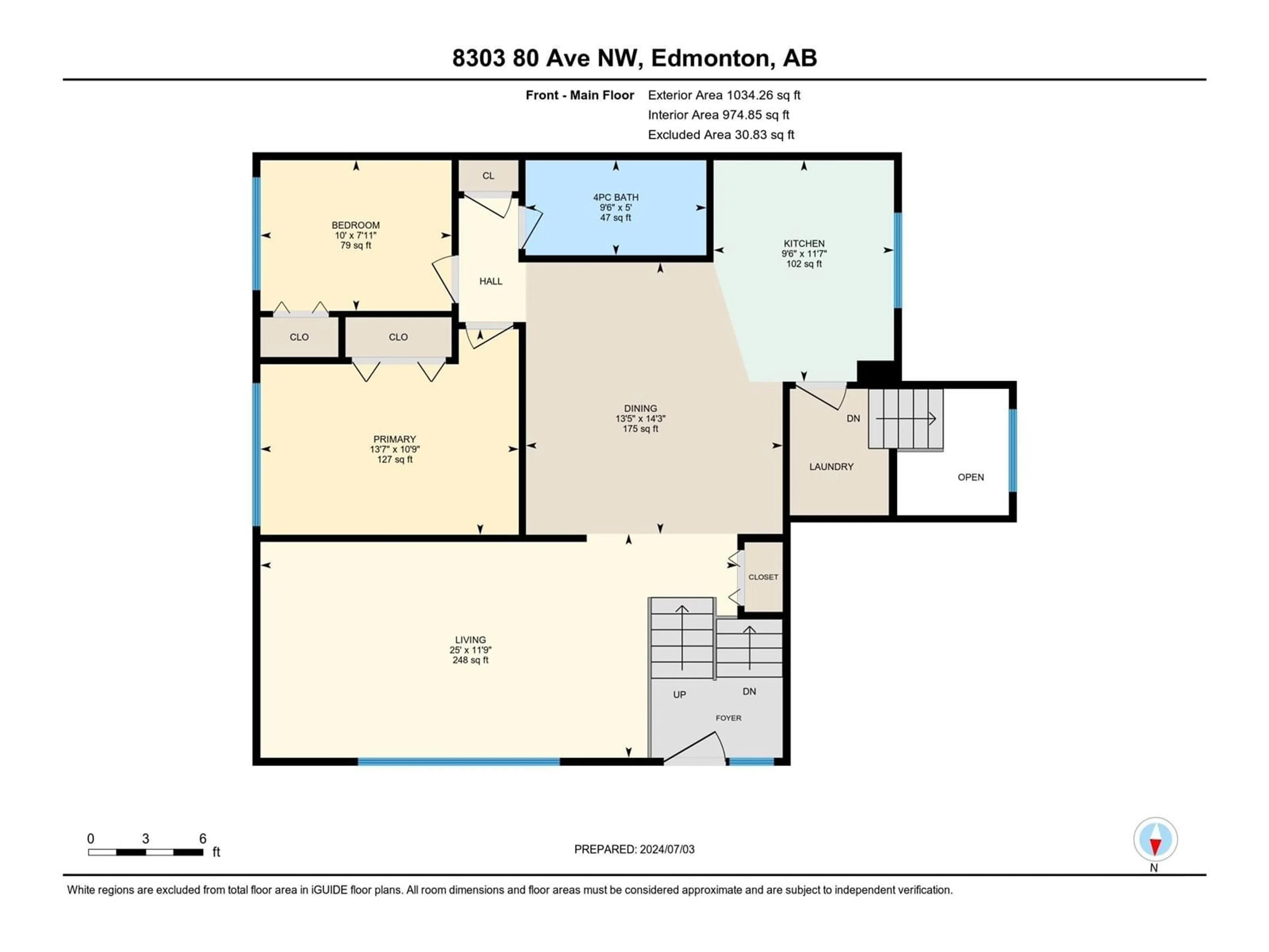 Floor plan for 8303 80 AV NW, Edmonton Alberta T6C0S9