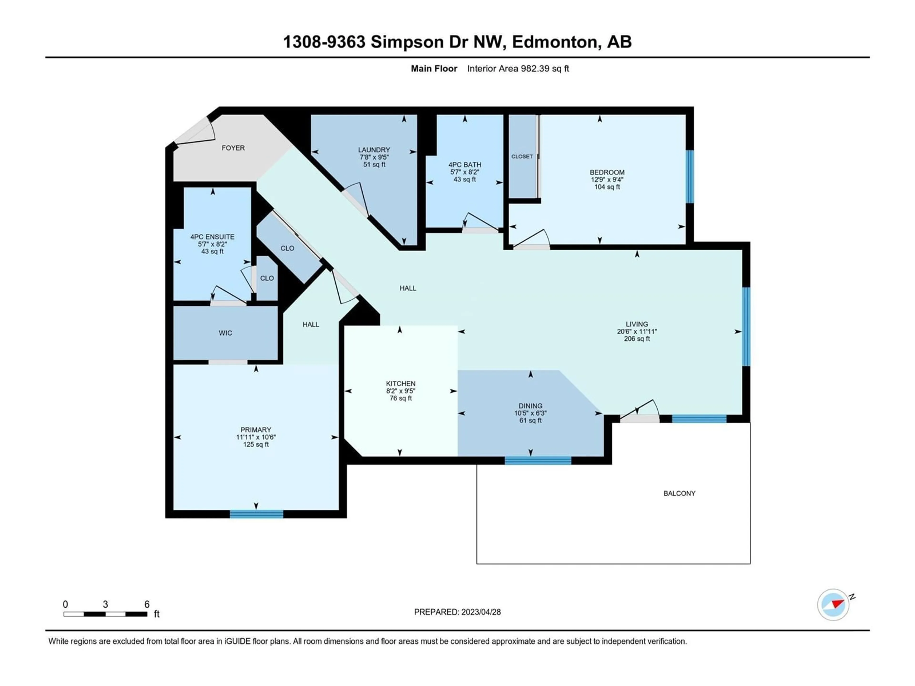 Floor plan for #1308 9363 SIMPSON DR NW, Edmonton Alberta T6R0N2