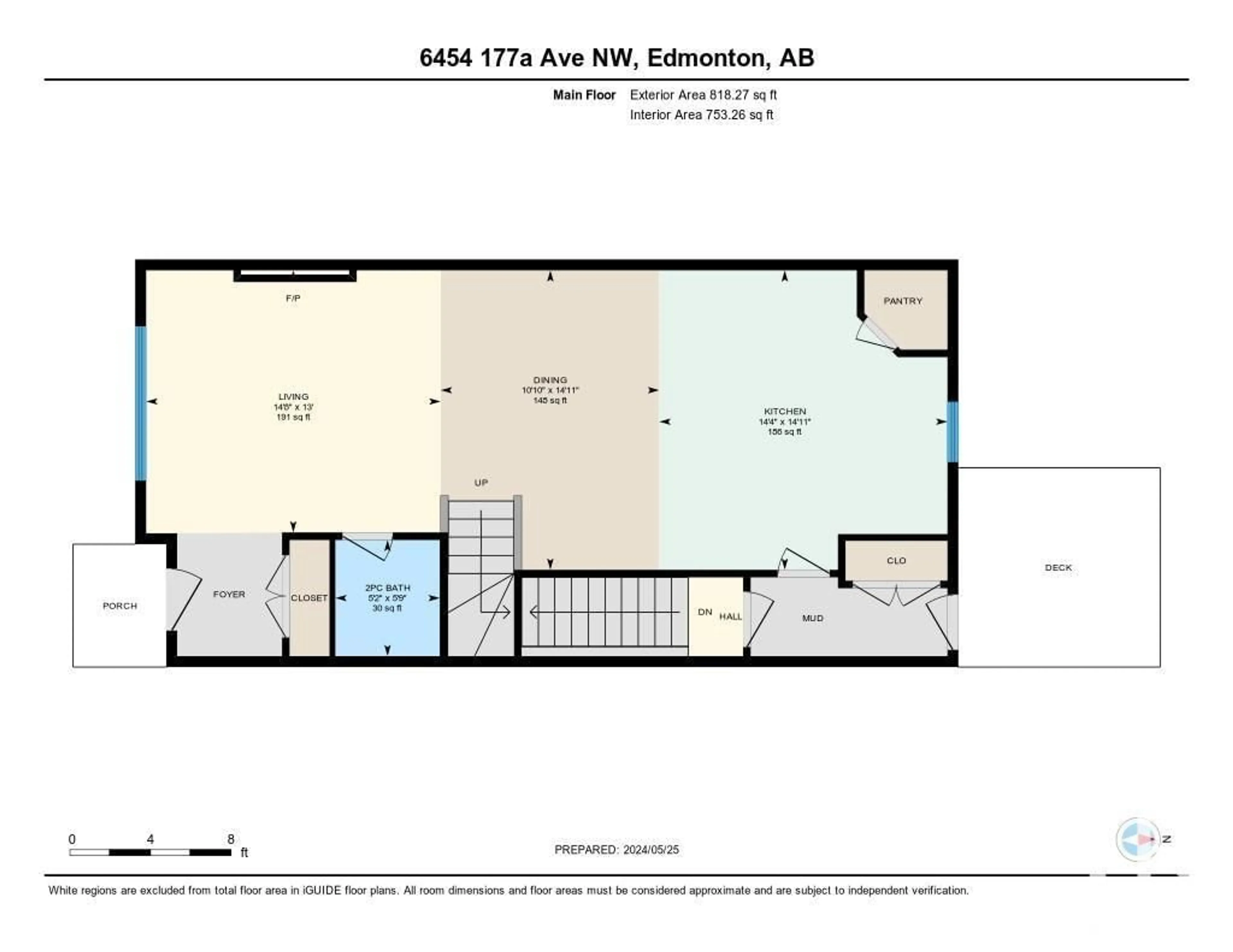 Floor plan for 6454 177A AV NW, Edmonton Alberta T5Y3X2