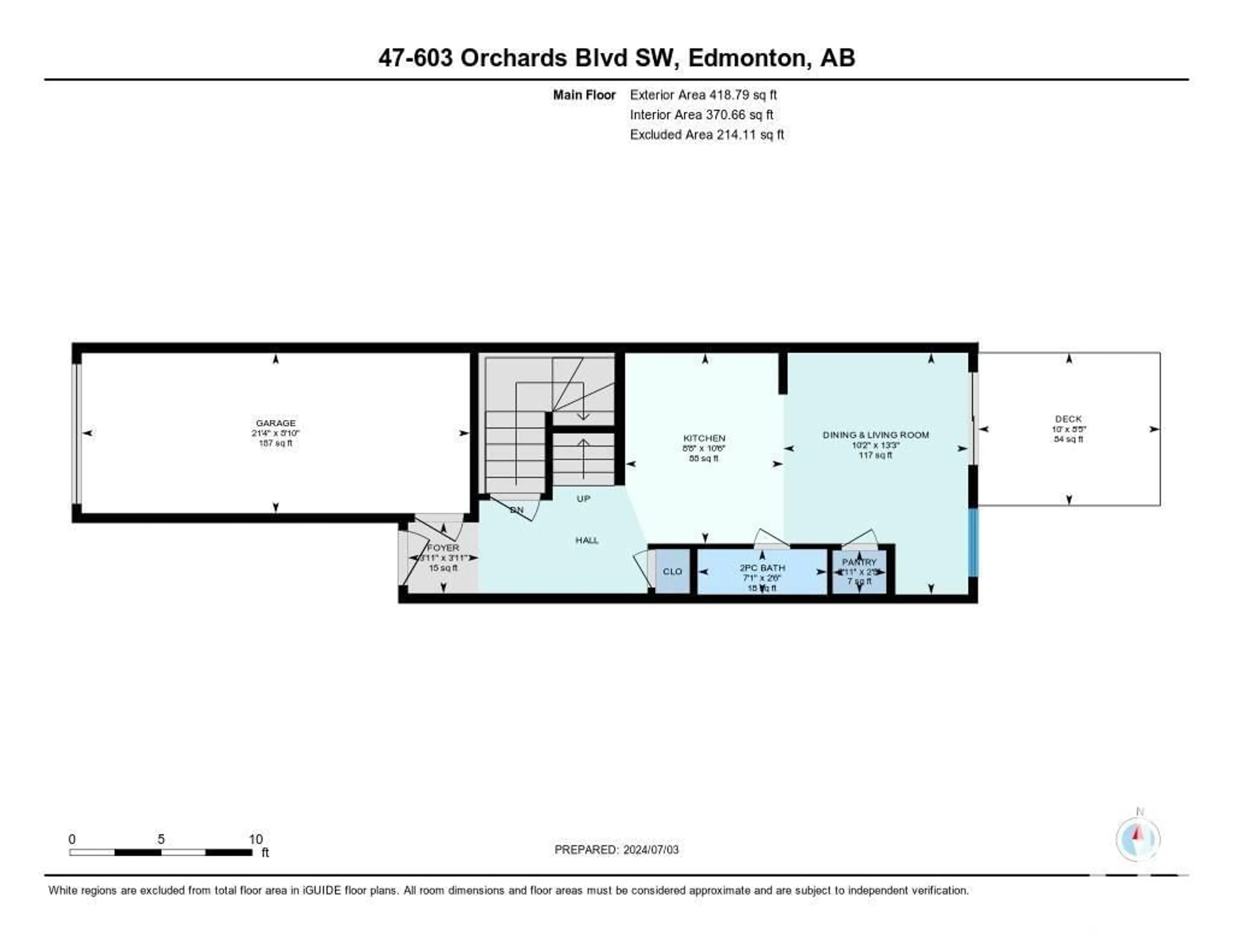 Floor plan for #47 603 Orchards BV SW SW, Edmonton Alberta T6W2W8