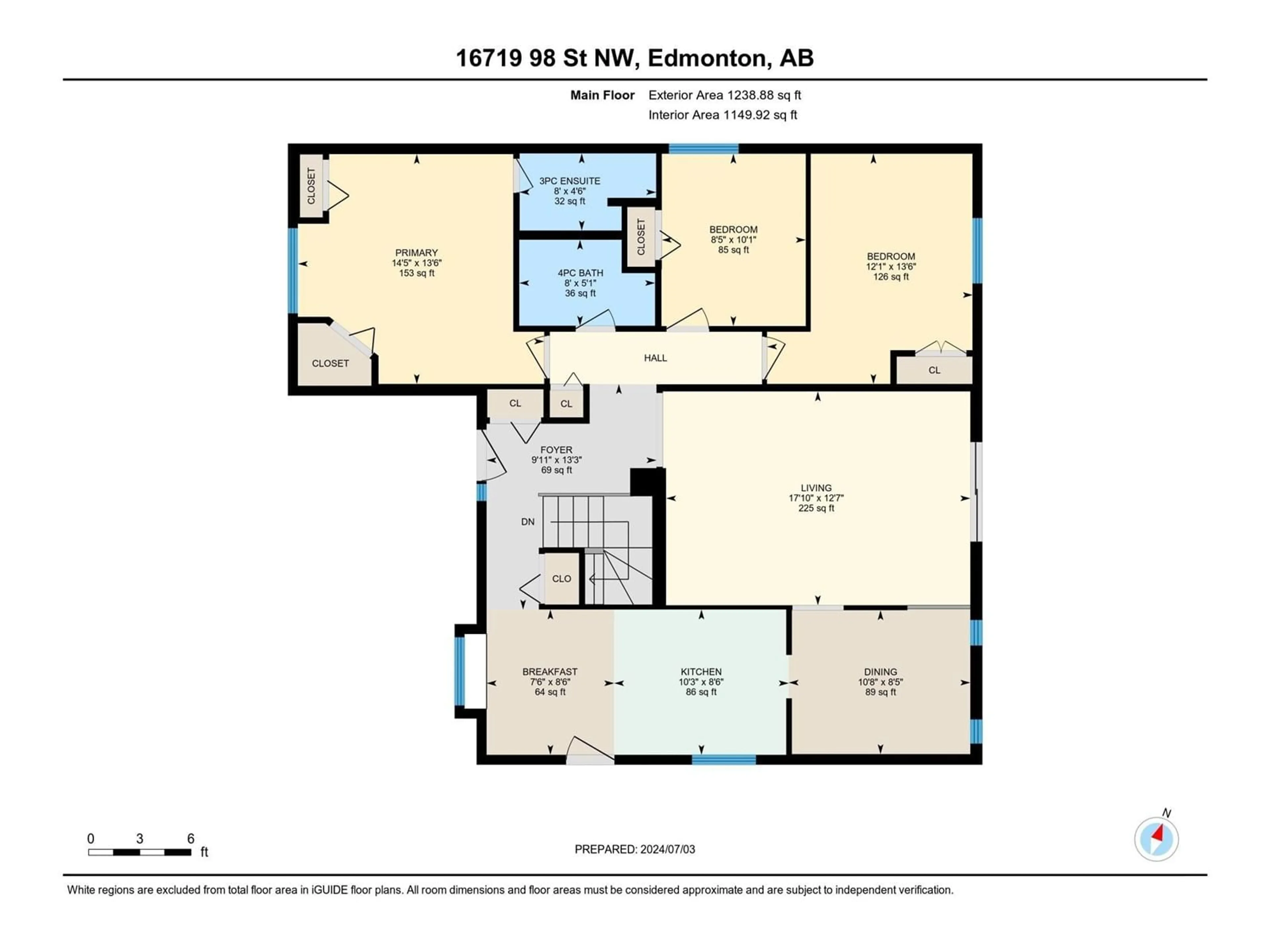 Floor plan for 16719 98 ST NW, Edmonton Alberta T5X2S8