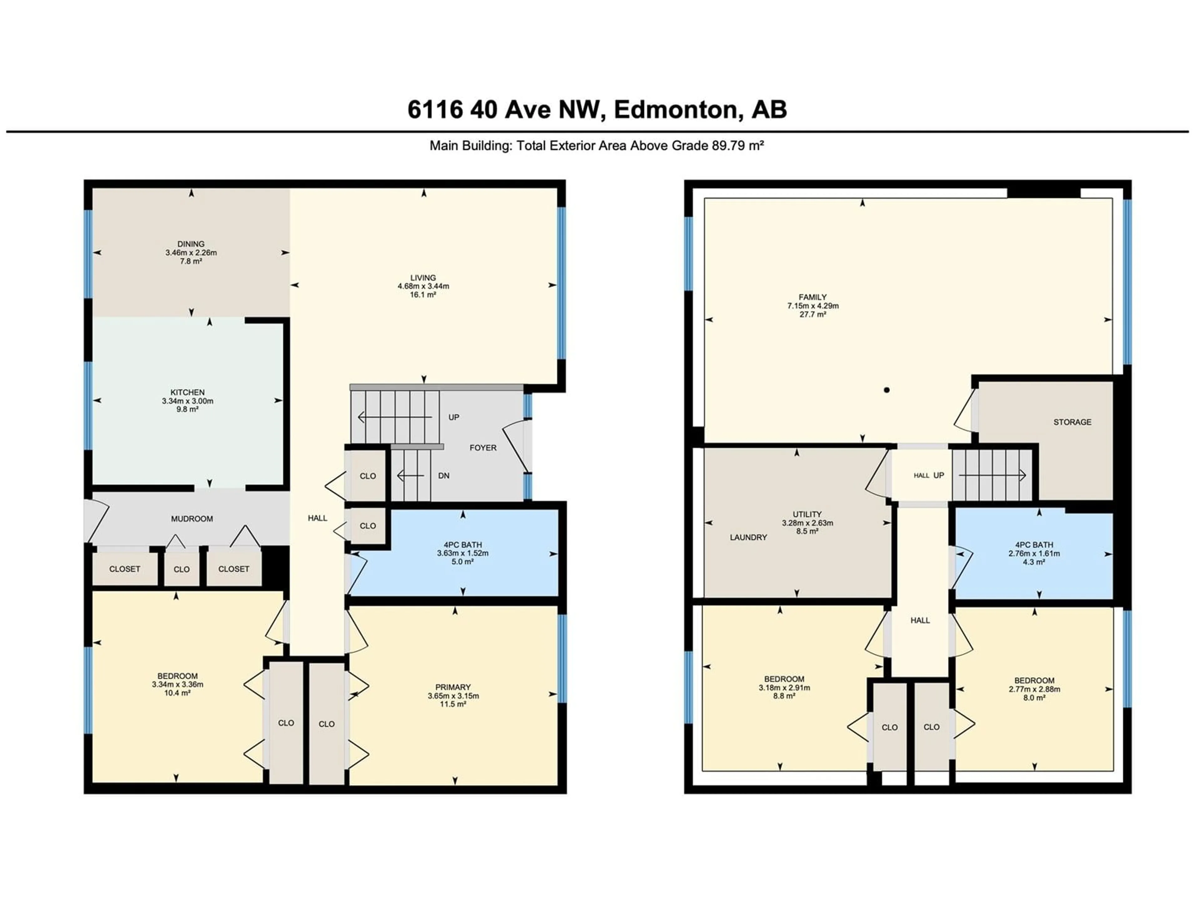 Floor plan for 6116 40 AV NW, Edmonton Alberta T6L1W7