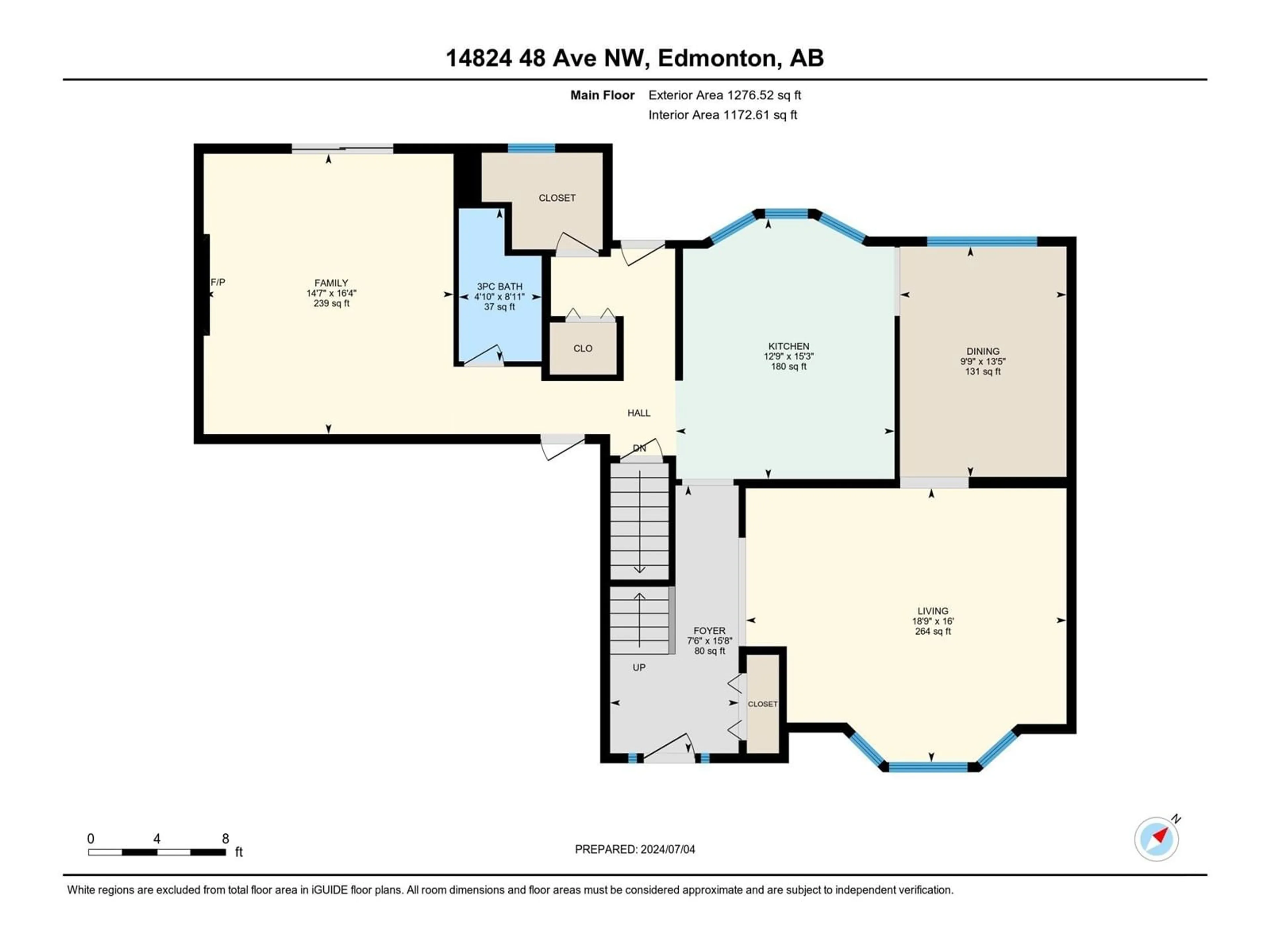 Floor plan for 14824 48 AV NW, Edmonton Alberta T6H5N2