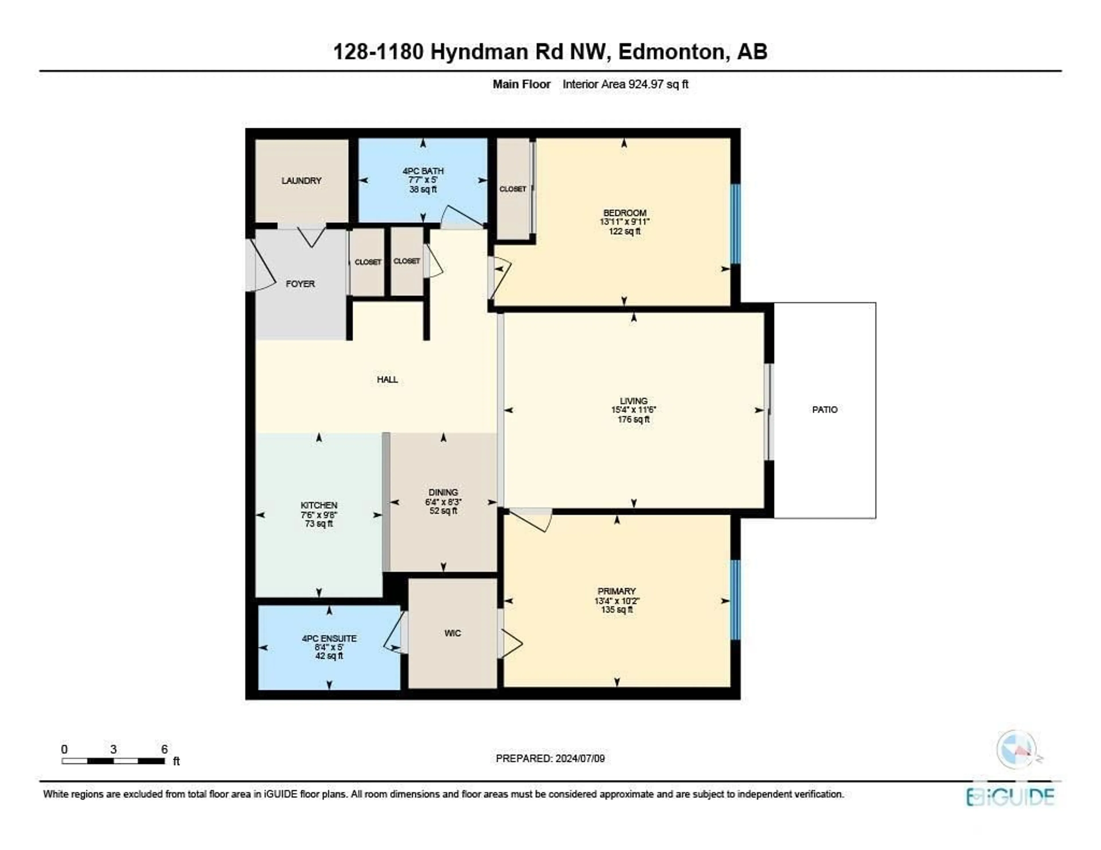 Floor plan for #128 1180 HYNDMAN RD NW NW, Edmonton Alberta T5A0P8