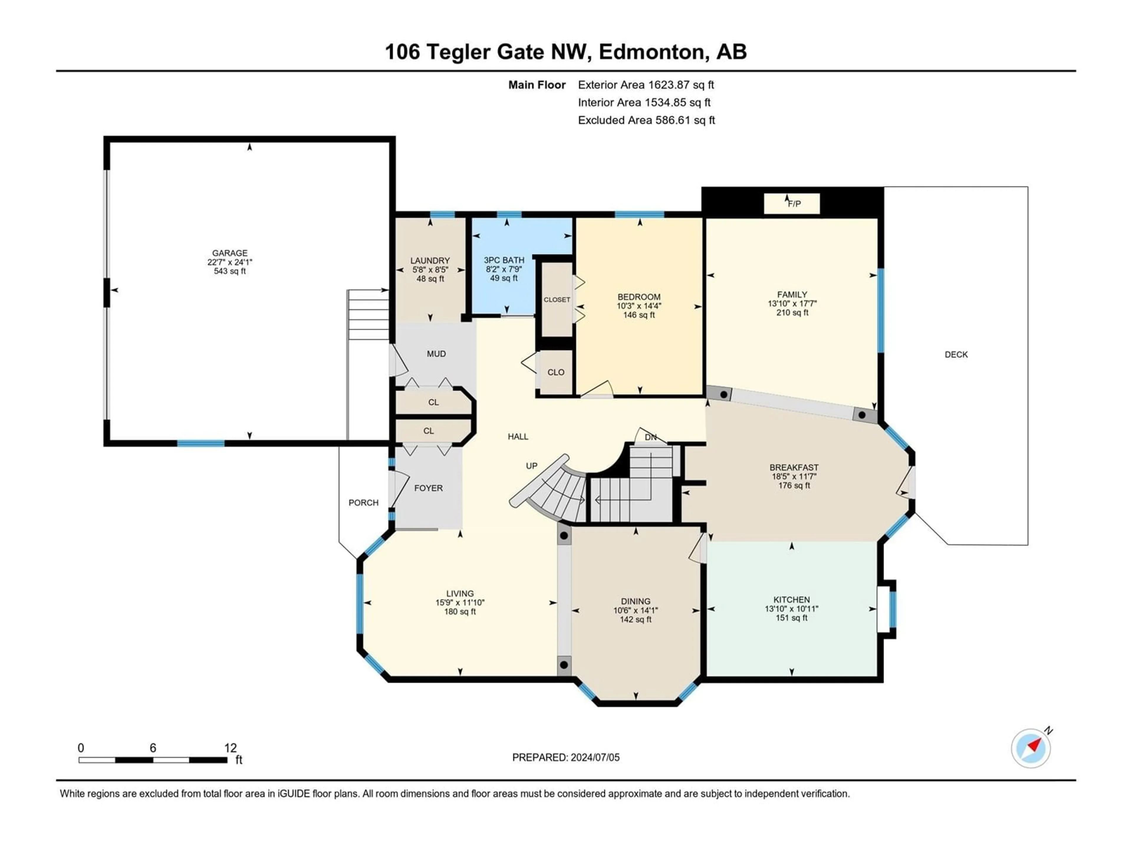 Floor plan for 106 TEGLER GA NW, Edmonton Alberta T6R3A4