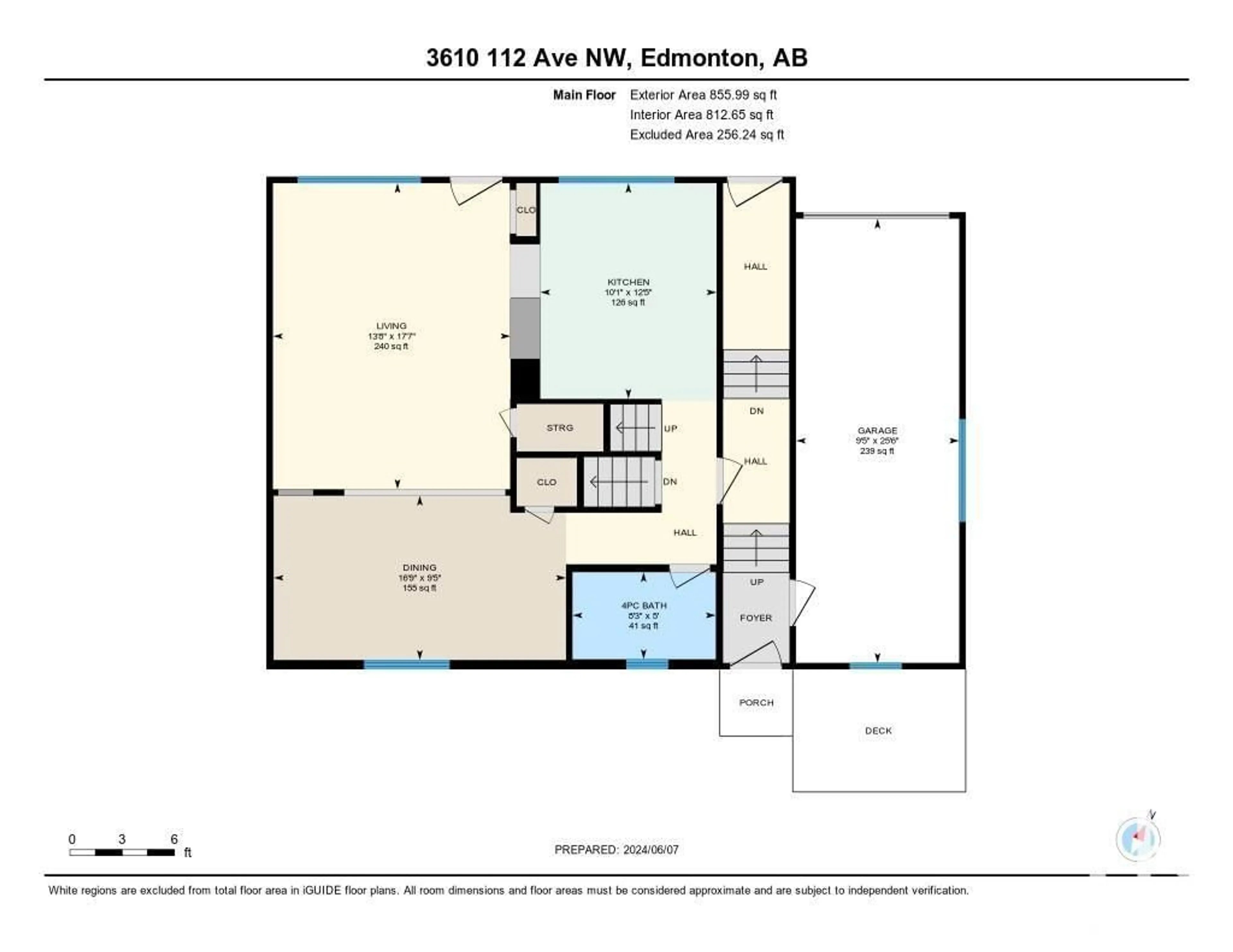 Floor plan for 3610 112 AV NW, Edmonton Alberta T5W0M4