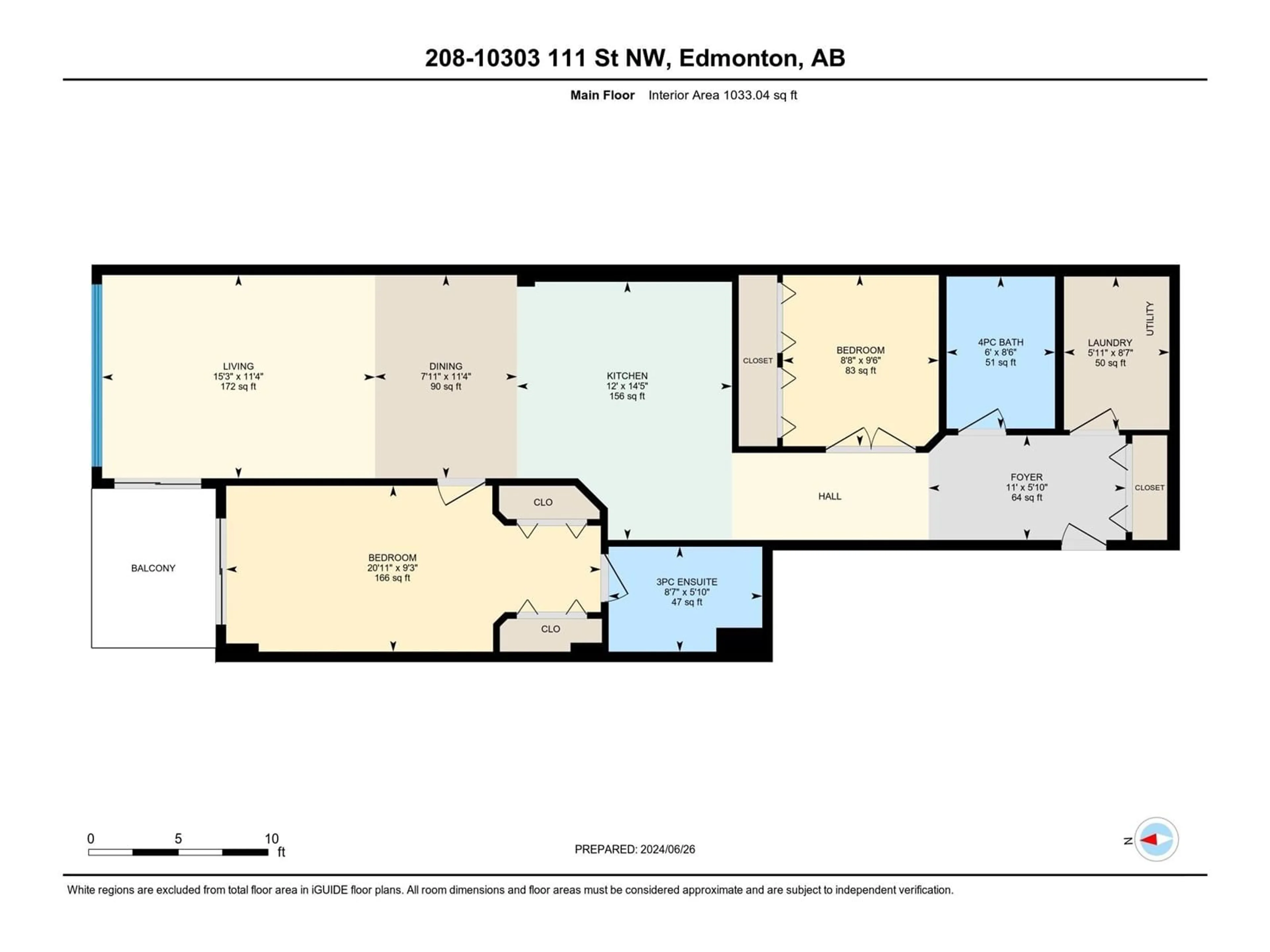 Floor plan for #208 10303 111 ST NW NW, Edmonton Alberta T5K0C6