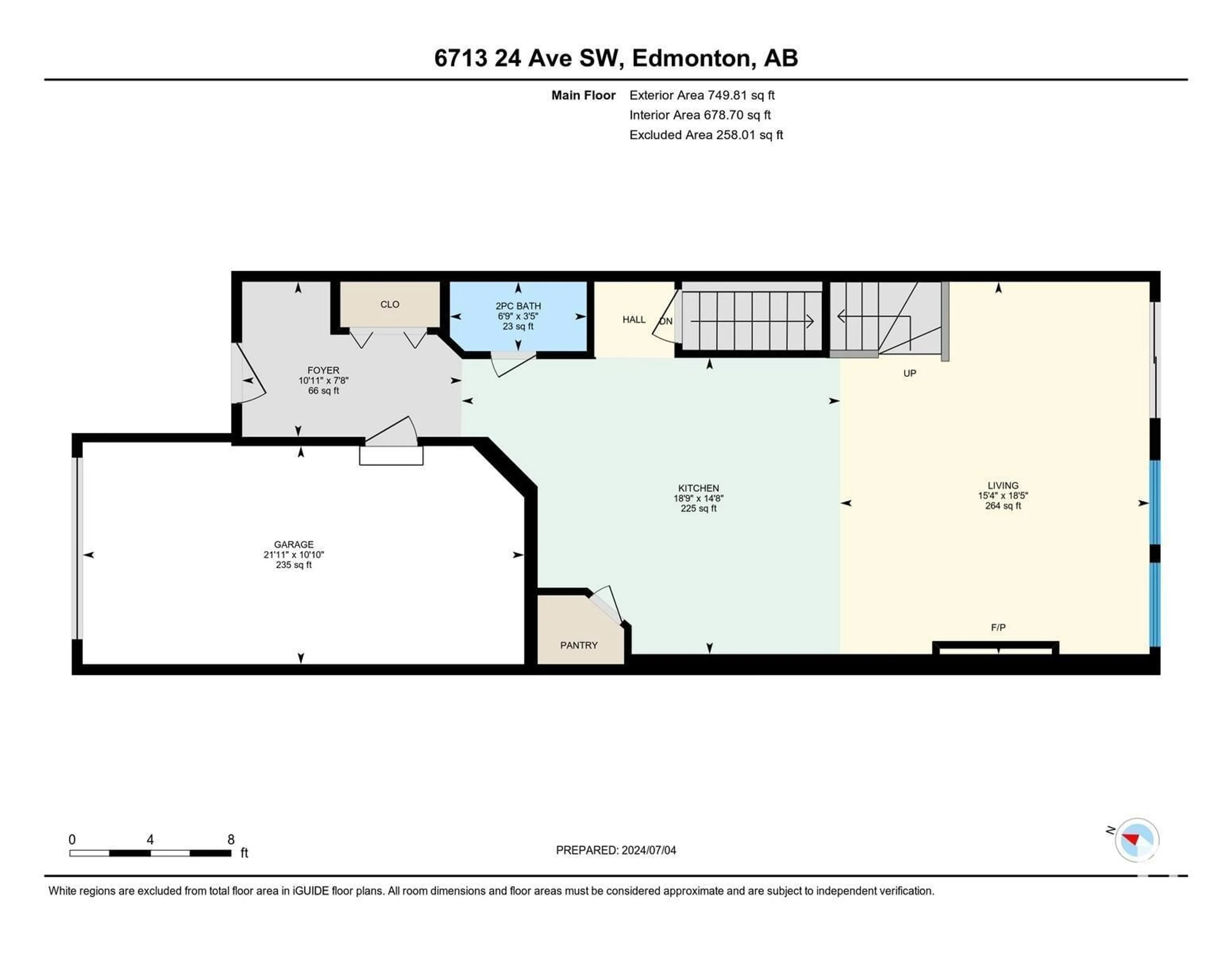 Floor plan for 6713 24 AV SW, Edmonton Alberta T6X2A9