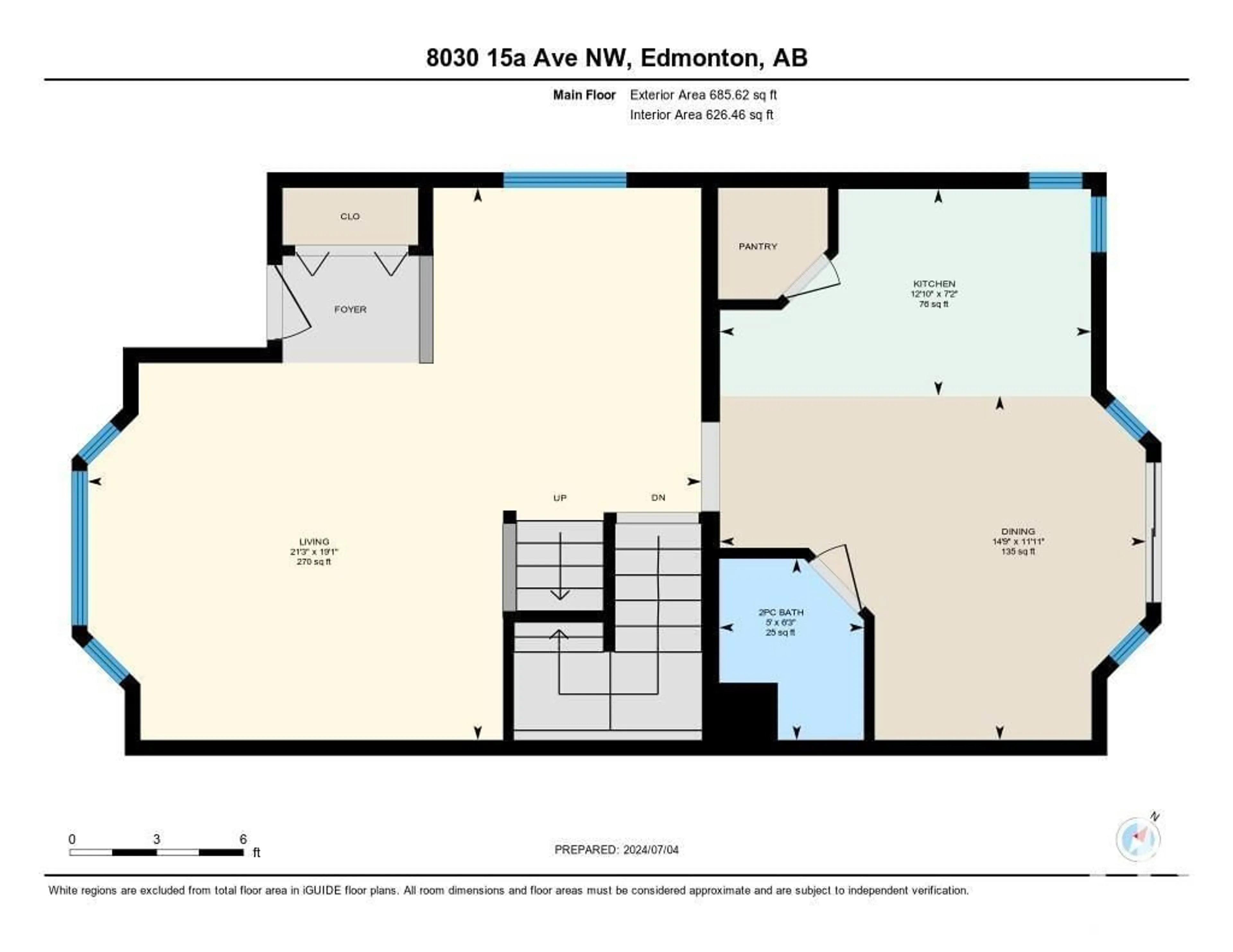 Floor plan for 8030 15A AV NW, Edmonton Alberta T6K4E4