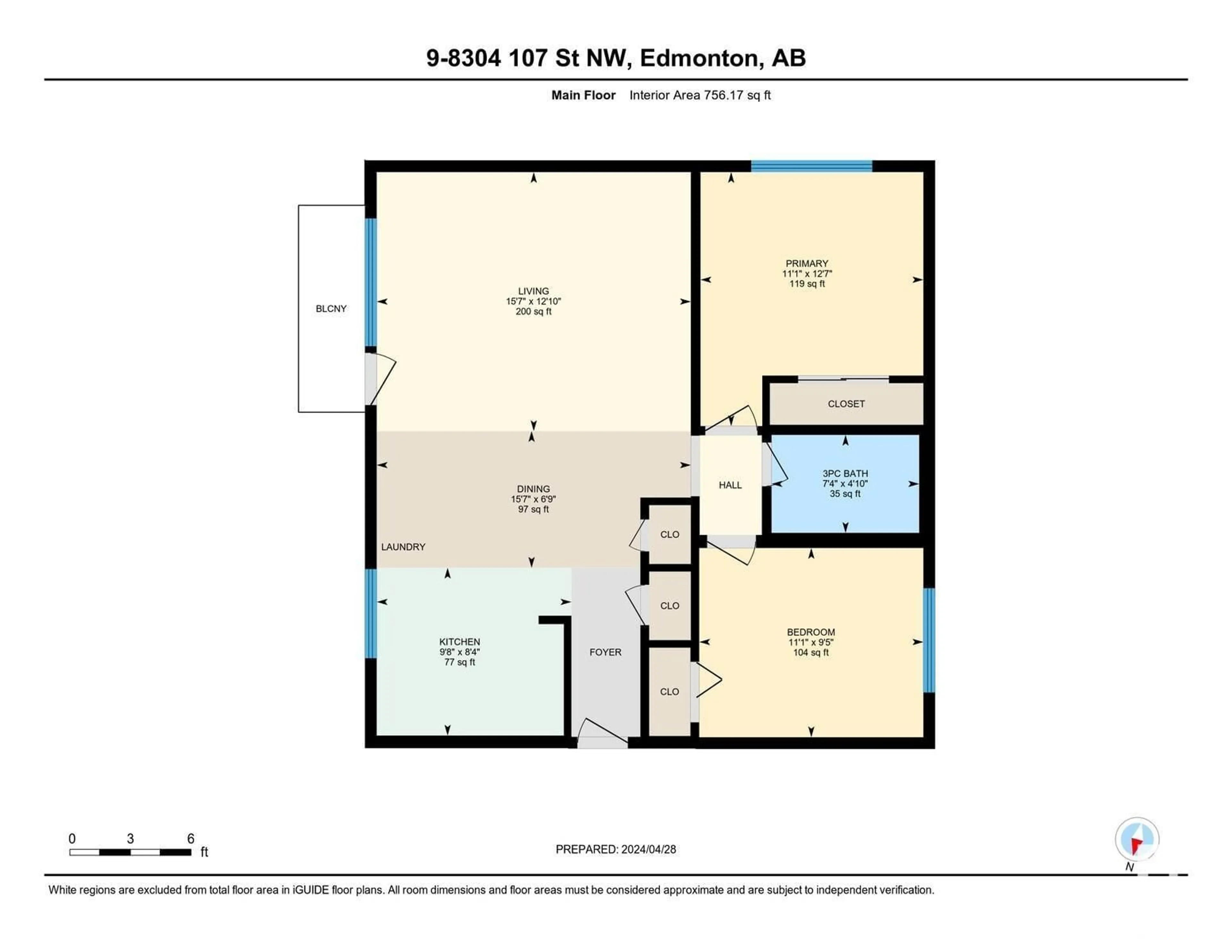 Floor plan for #9 8304 107 ST NW, Edmonton Alberta T6E2H8