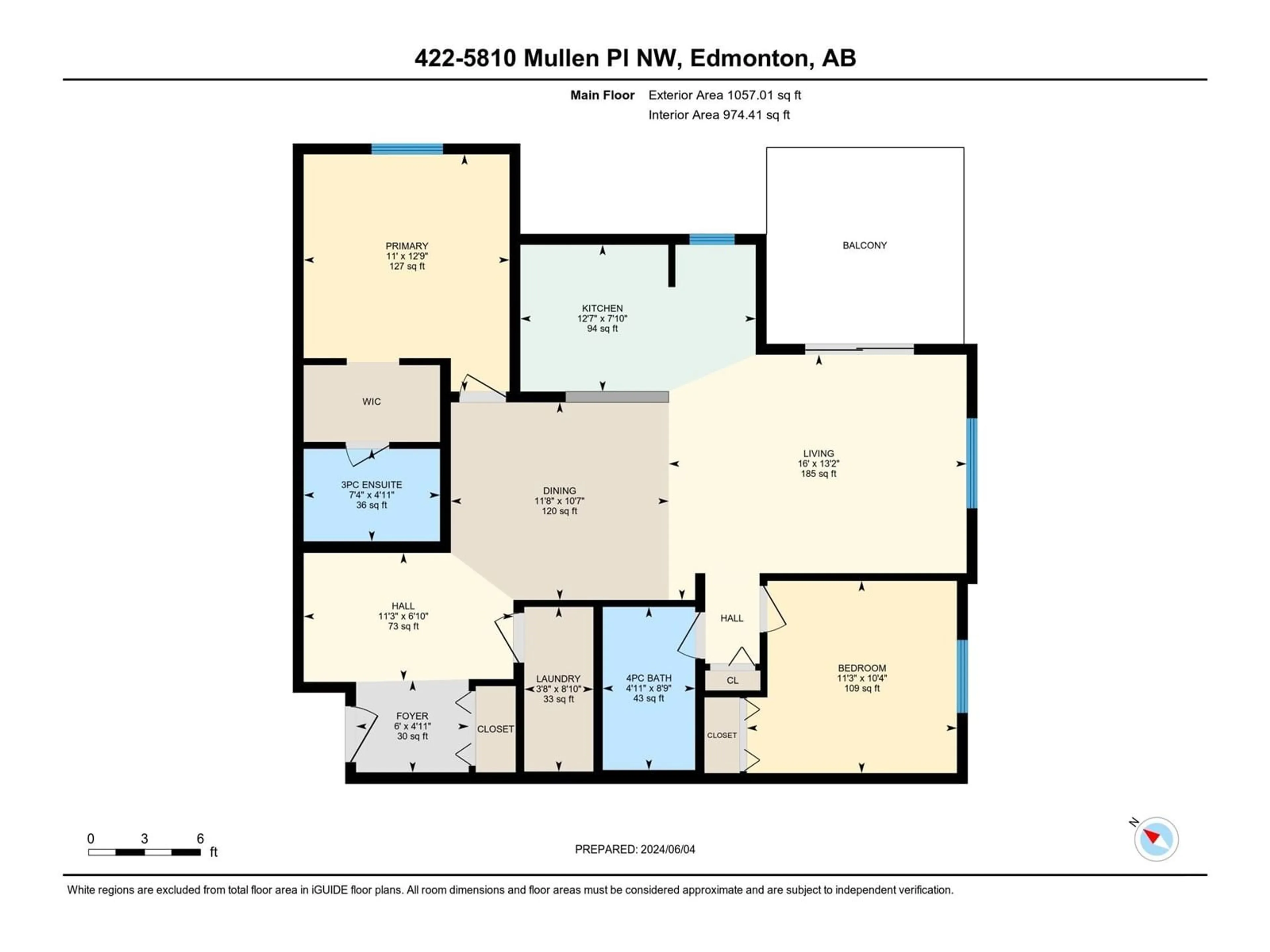 Floor plan for #422 5810 MULLEN PLACE PL NW, Edmonton Alberta T6R0B9