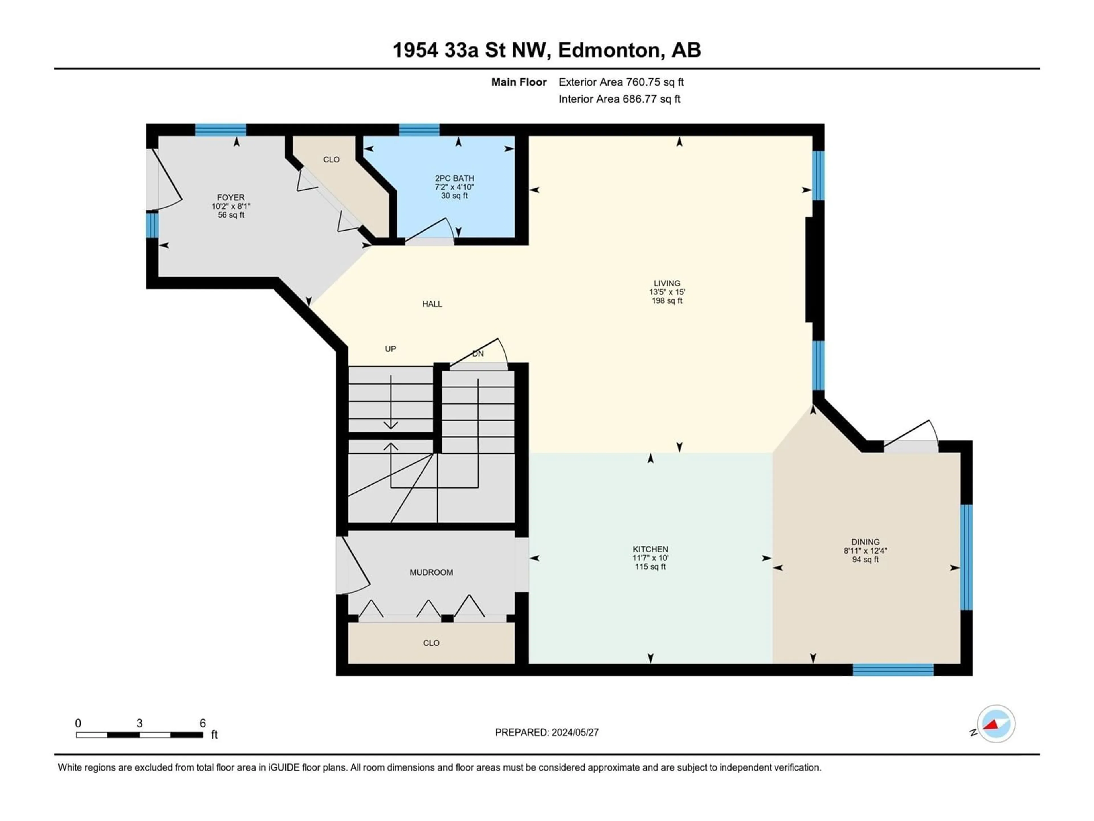 Floor plan for 1954 33A ST NW, Edmonton Alberta T6T0L4