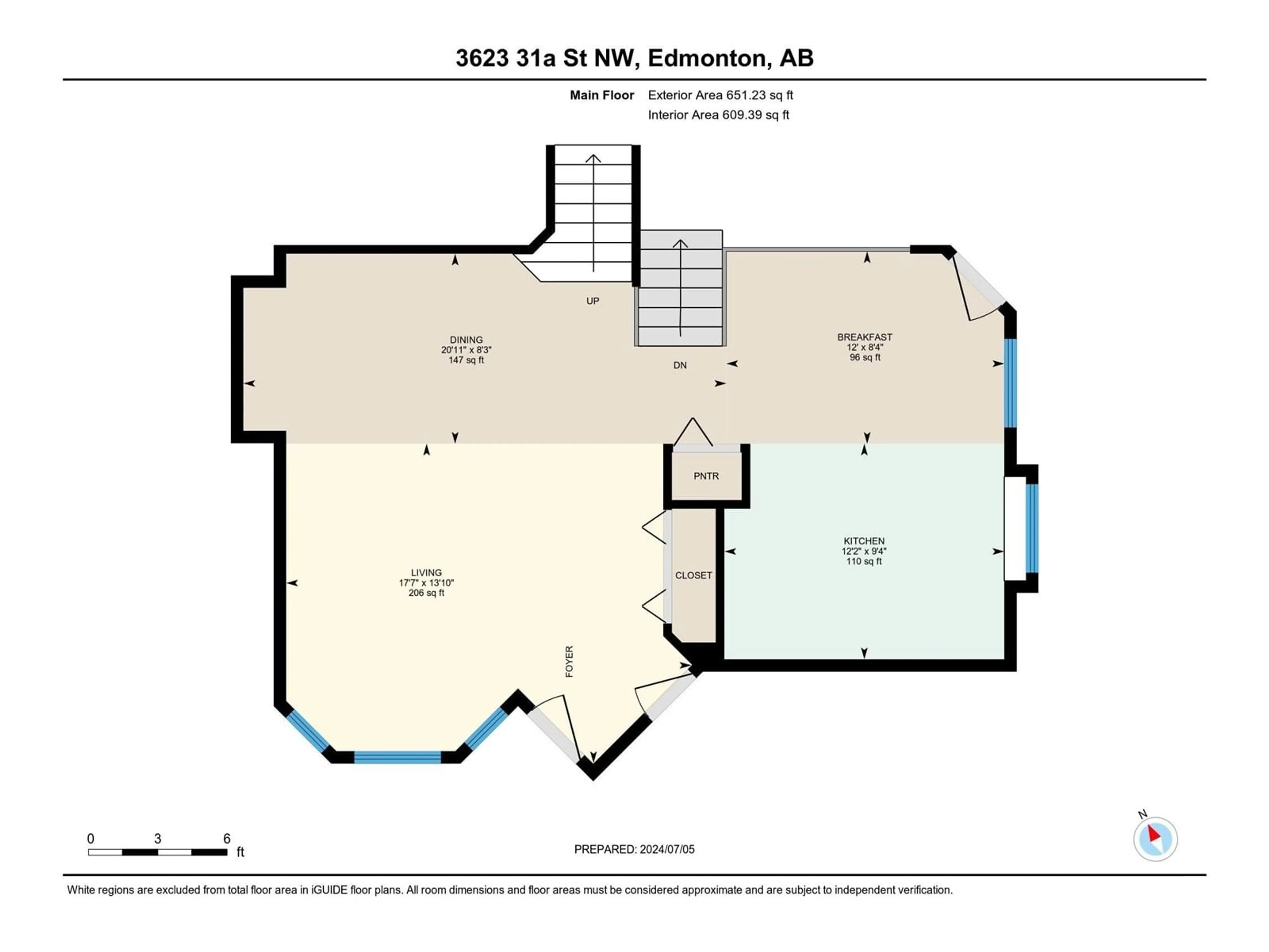 Floor plan for 3623 31A ST NW, Edmonton Alberta T6T1H8