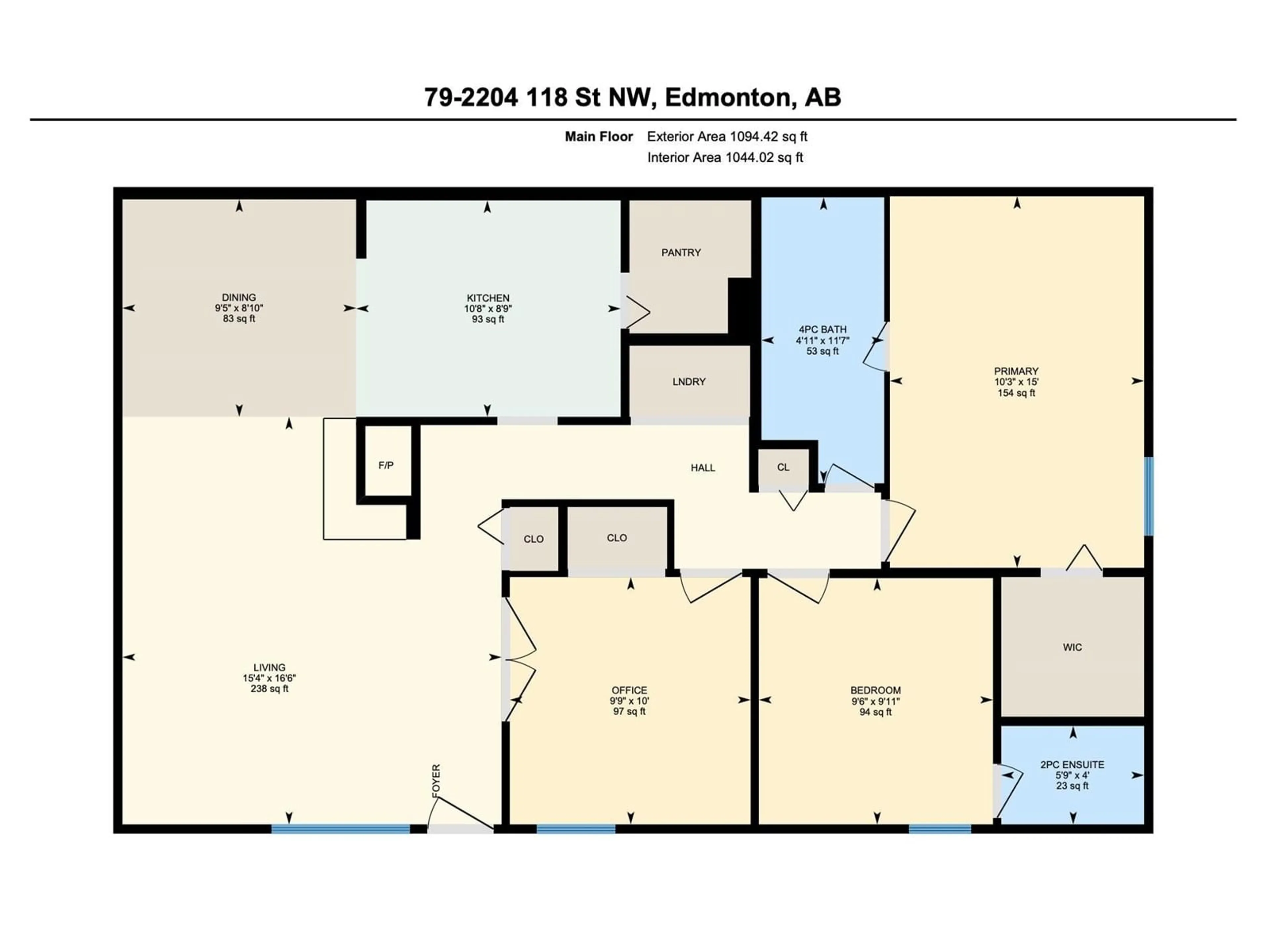 Floor plan for #79 2204 118 ST NW, Edmonton Alberta T6J5K2