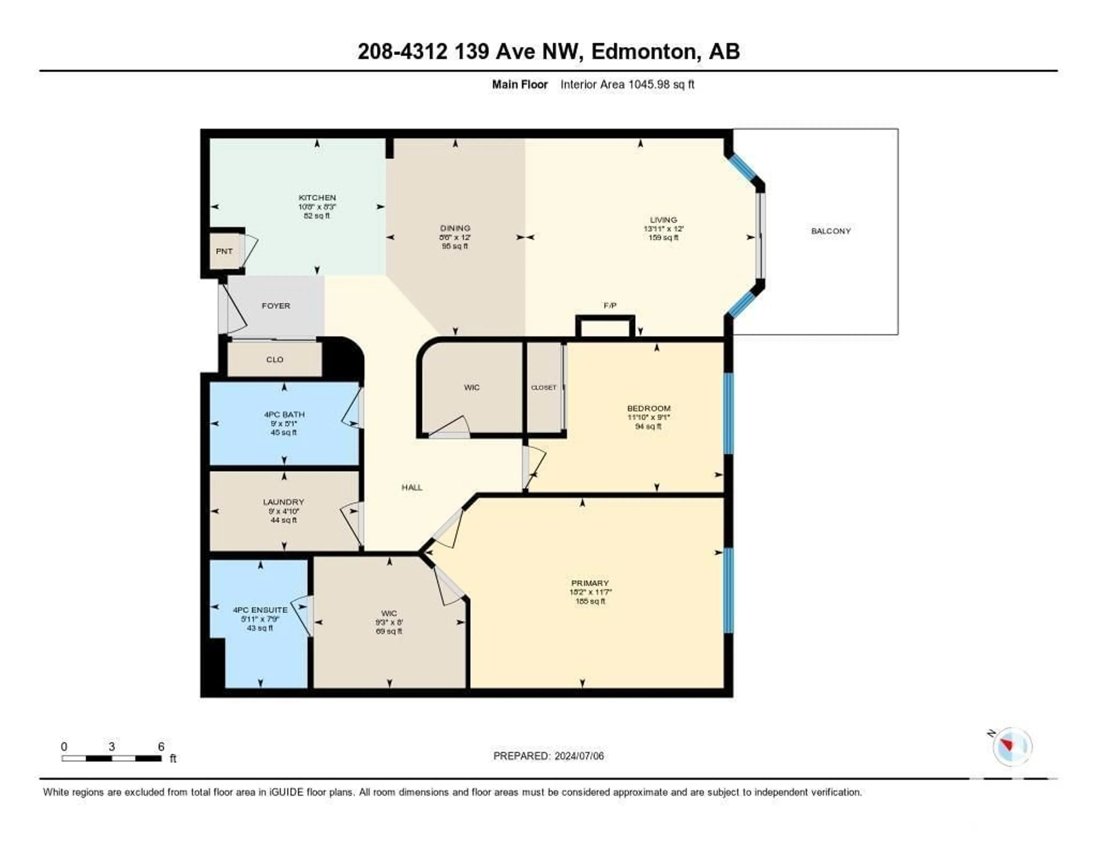 Floor plan for #208 4312 139 AV NW, Edmonton Alberta T5Y2Y2