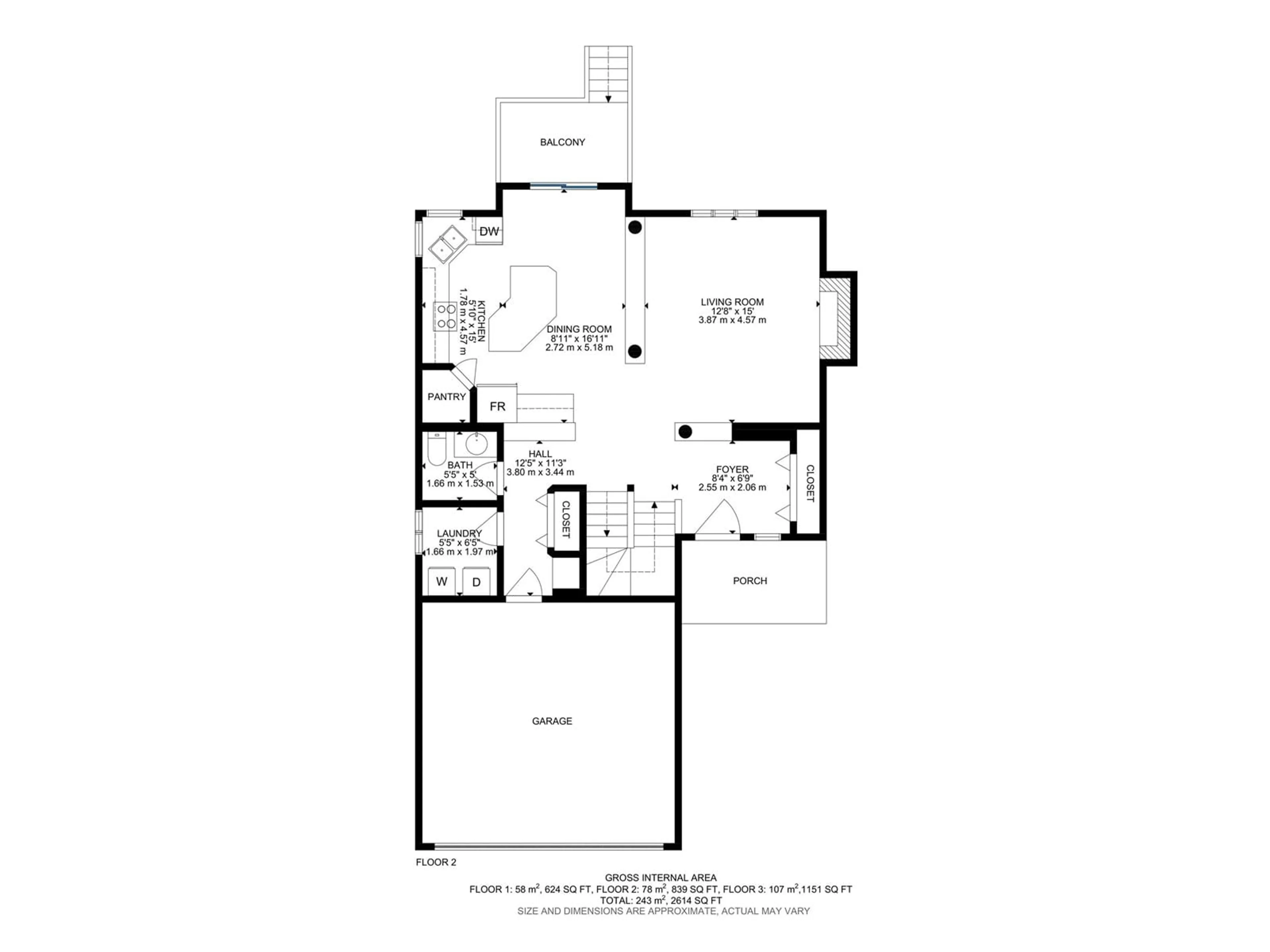 Floor plan for 8712 165 AV NW, Edmonton Alberta T5Z3W9