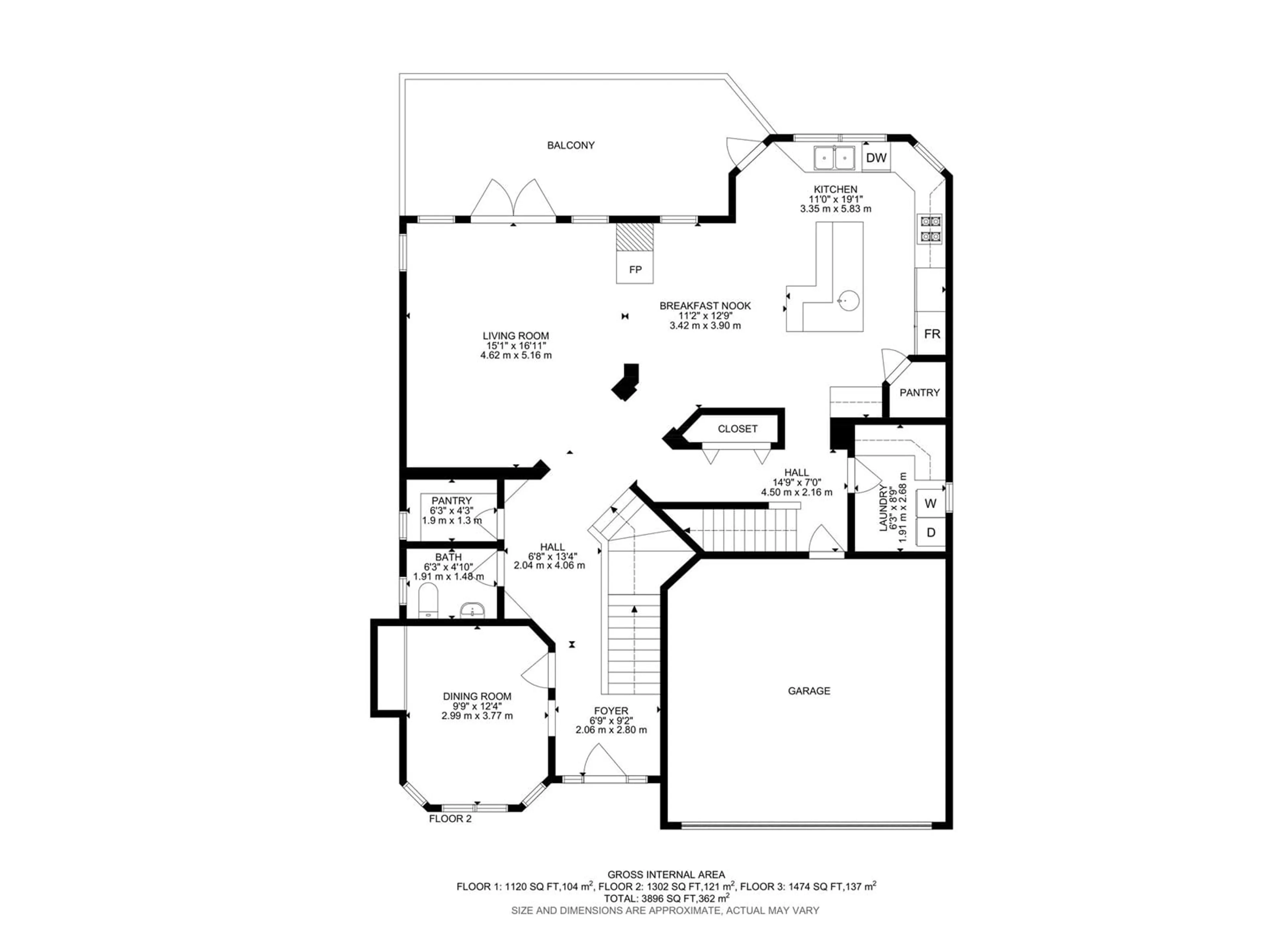 Floor plan for 617 Dalhousie CR NW, Edmonton Alberta T6M2T4