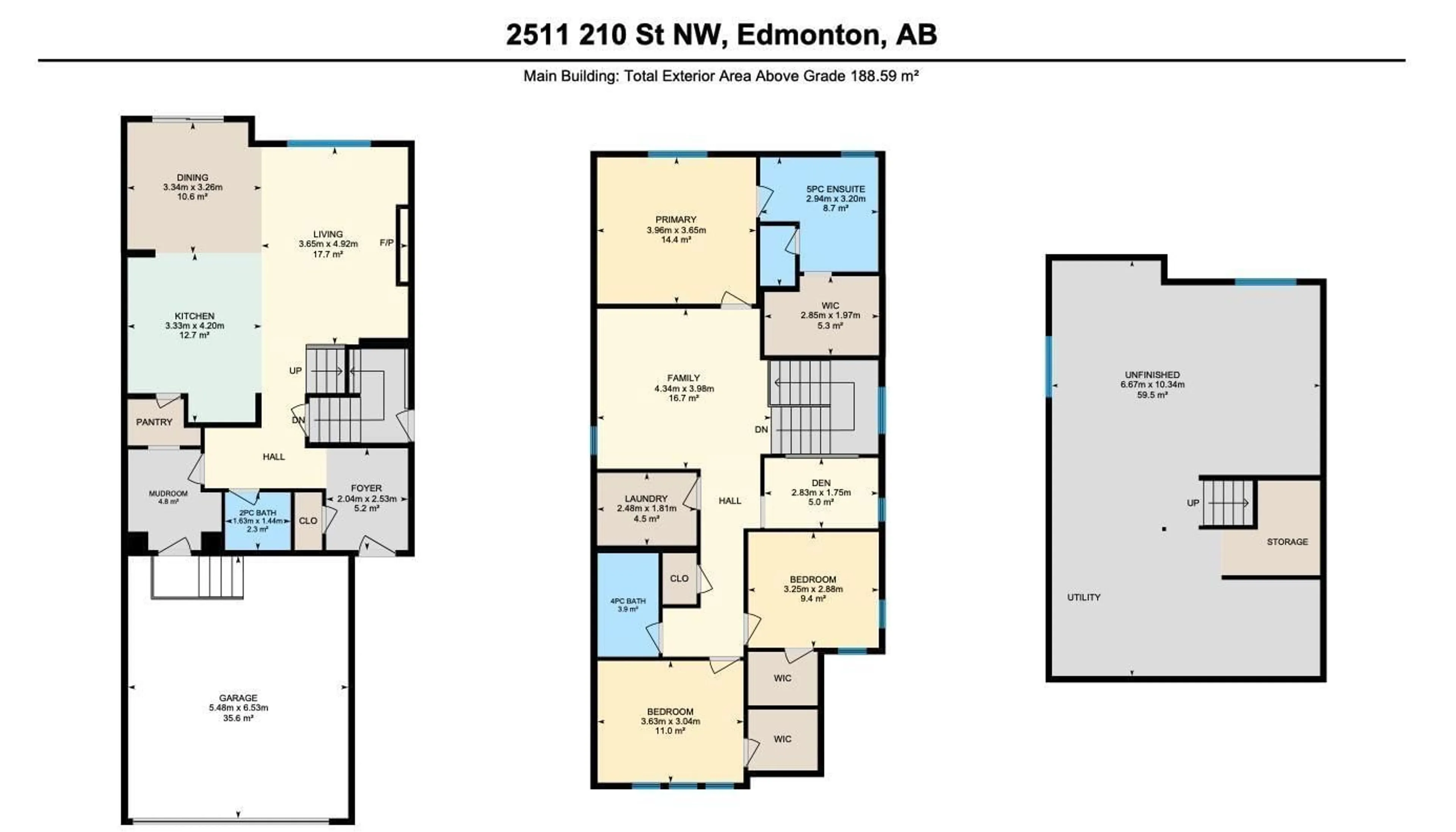 Floor plan for 2511 210 ST NW NW, Edmonton Alberta T6M2M7