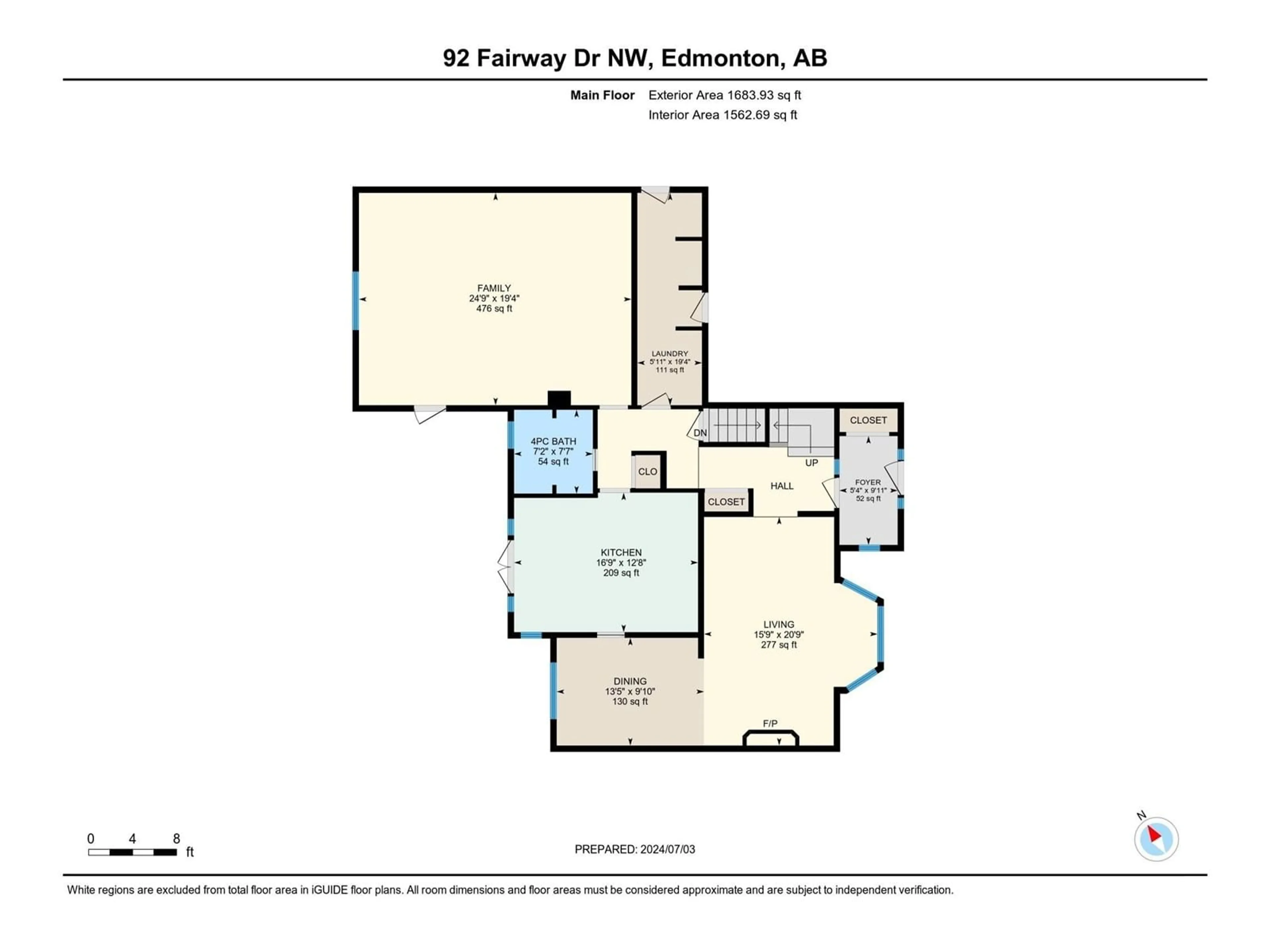 Floor plan for 92 FAIRWAY DR NW, Edmonton Alberta T6J2C5
