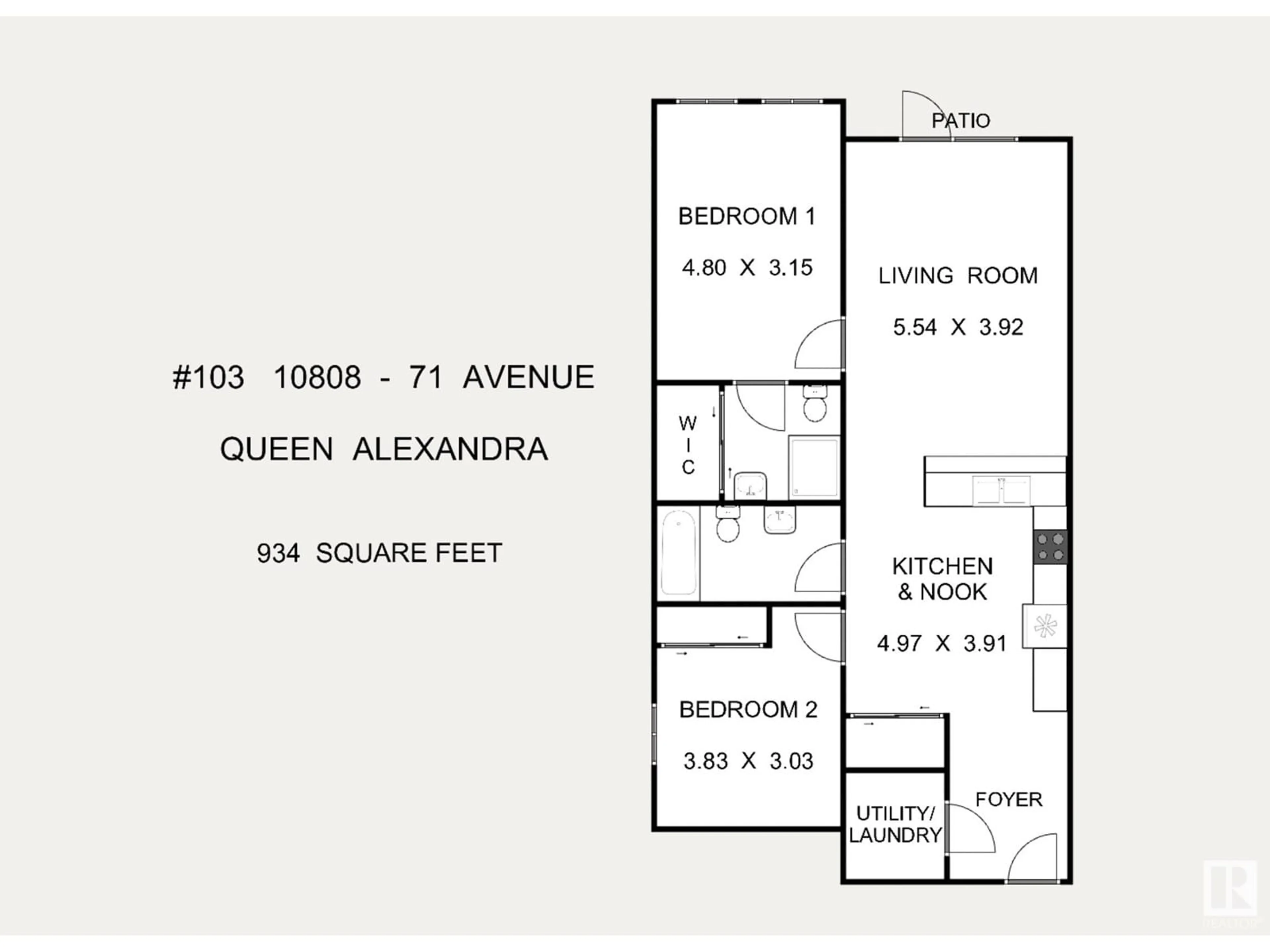 Floor plan for #103 10808 71 AV NW, Edmonton Alberta T6E0X7