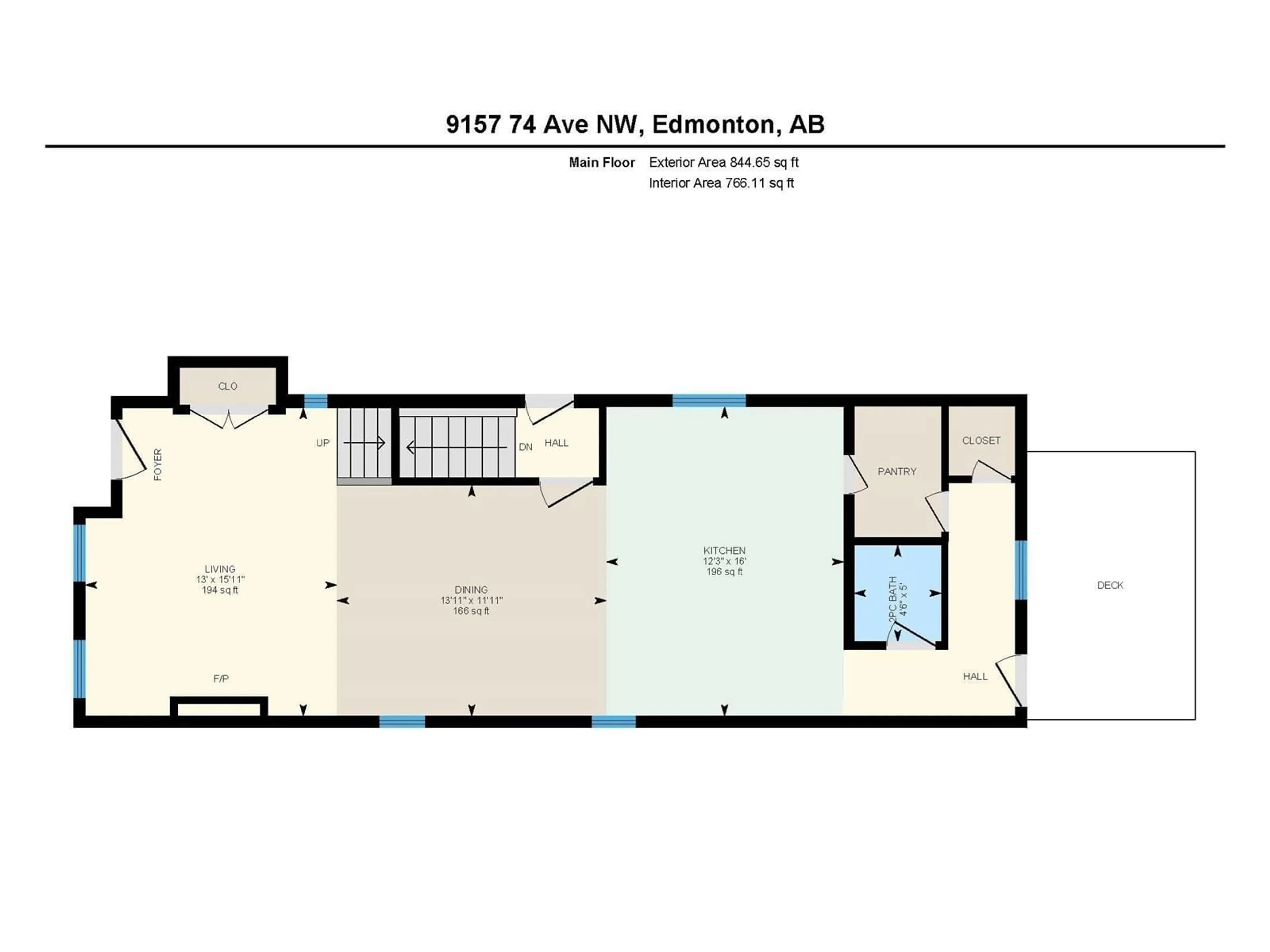 Floor plan for 9157 74 AV NW, Edmonton Alberta T6E1C9