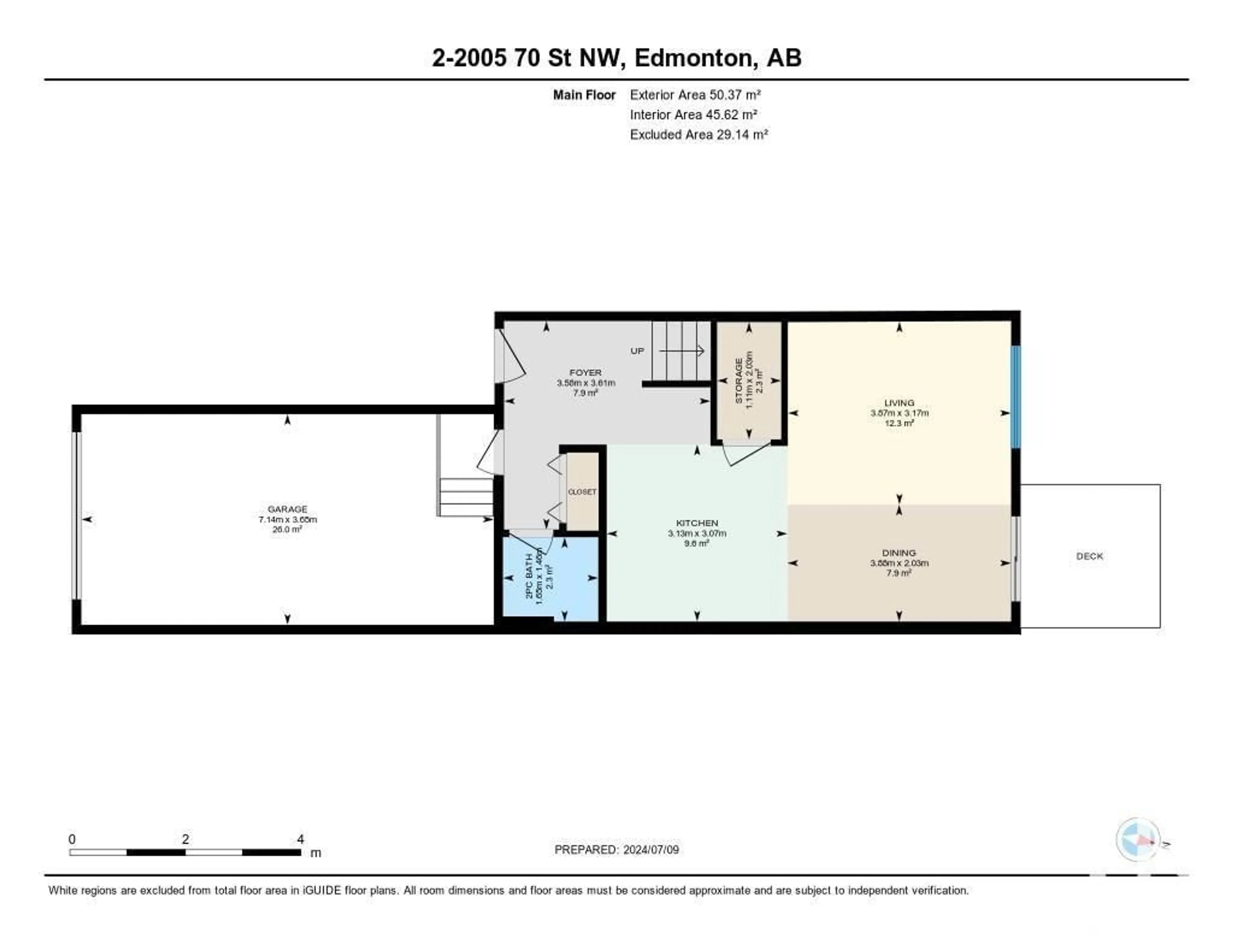 Floor plan for #2 2005 70 ST SW, Edmonton Alberta T6X0T9