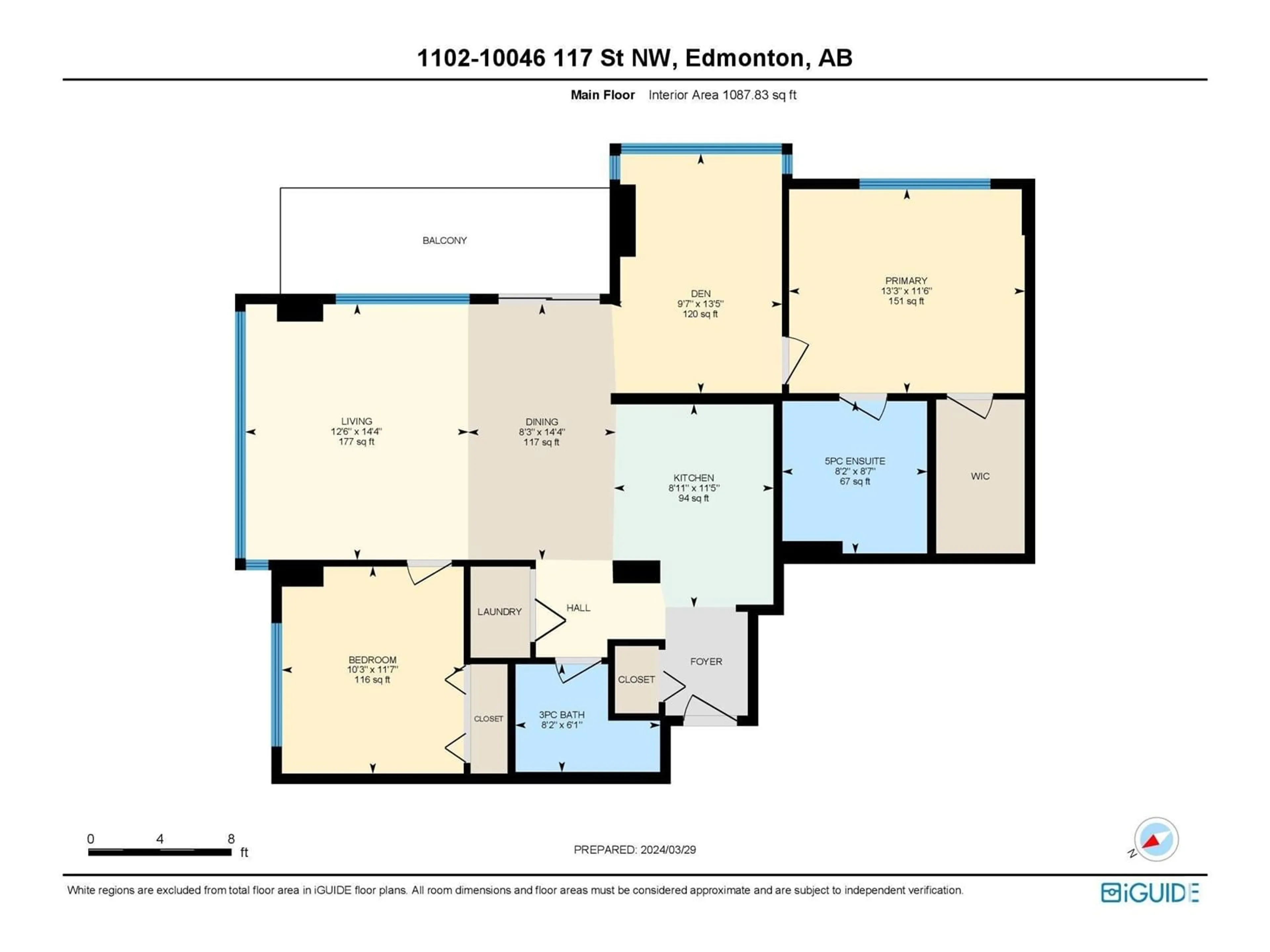 Floor plan for #1102 10046 117 ST NW, Edmonton Alberta T5K1X2