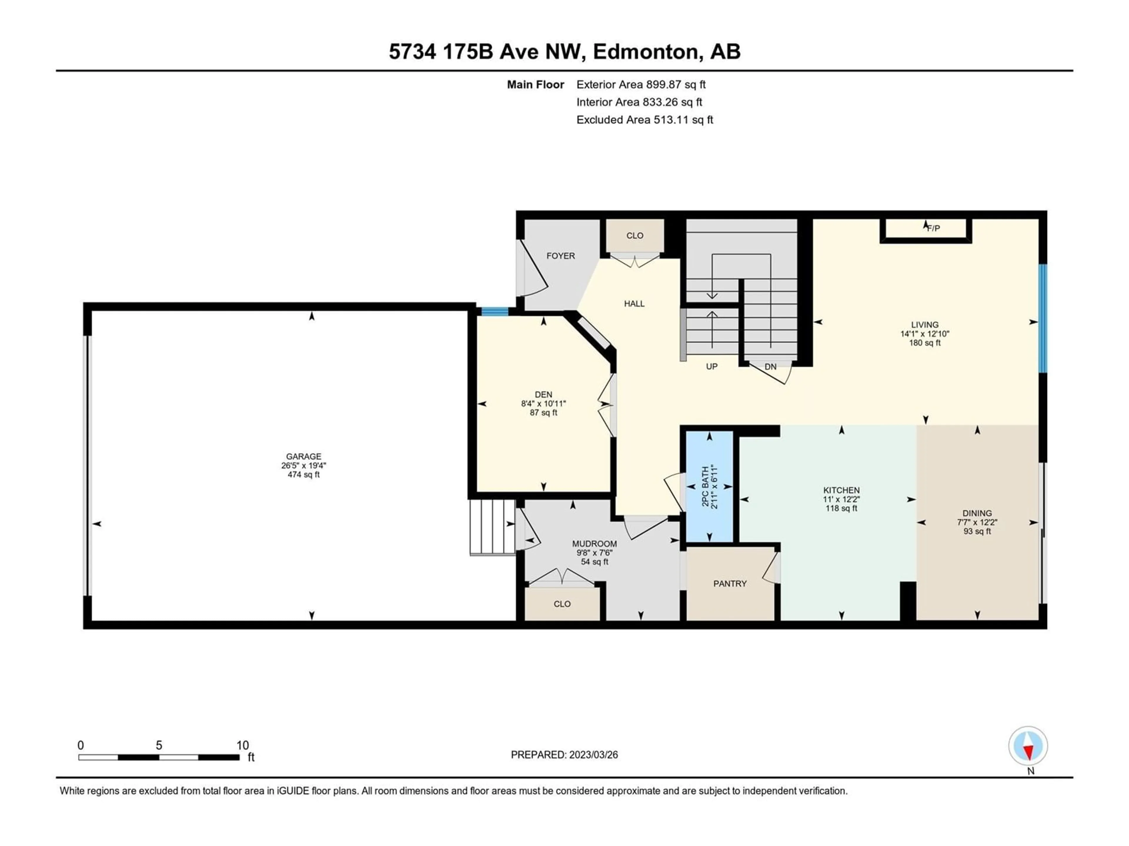 Floor plan for 5734 175B AV NW, Edmonton Alberta T5Y3V6