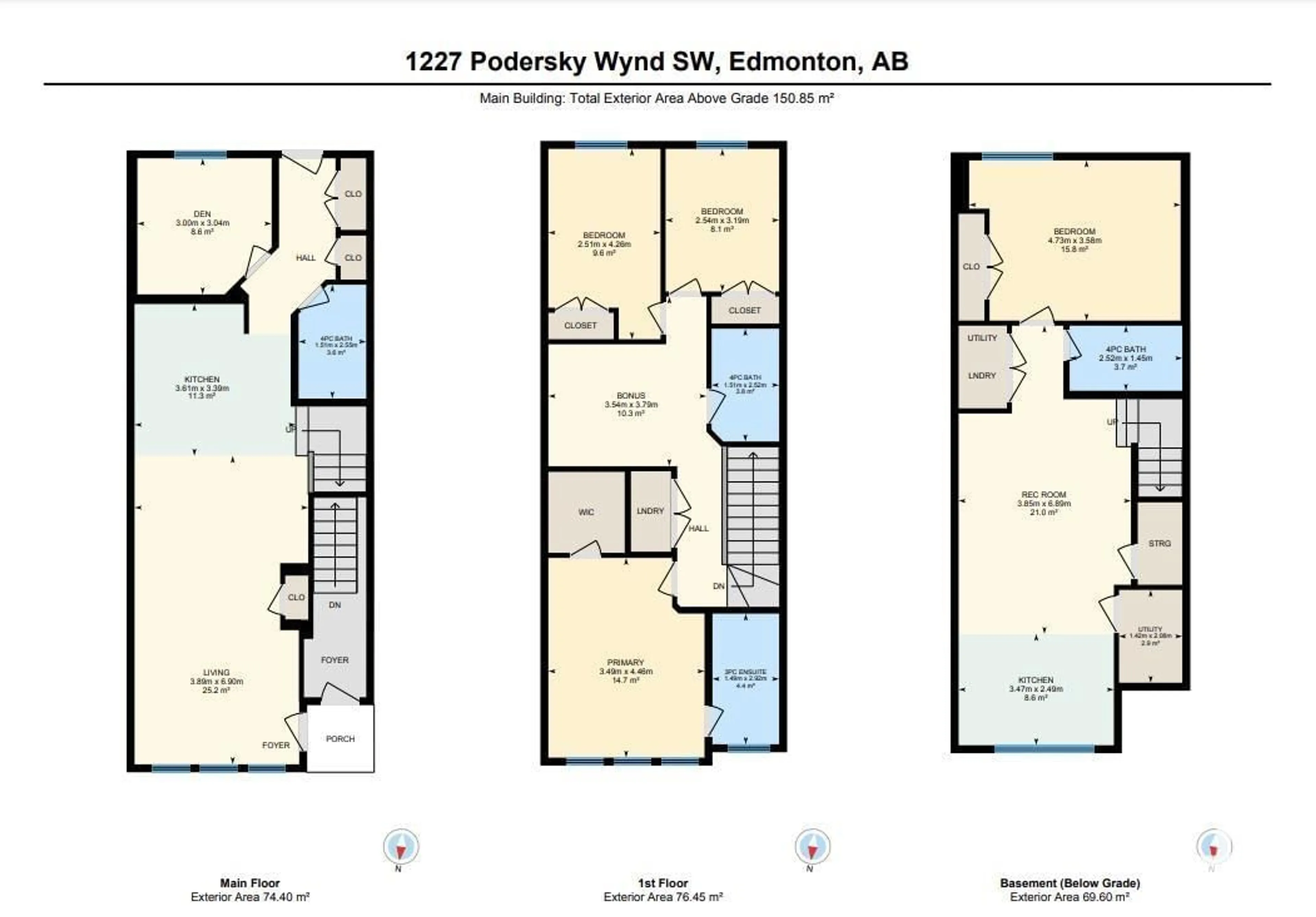 Floor plan for 1227 Podersky WD SW SW, Edmonton Alberta T6W4W3