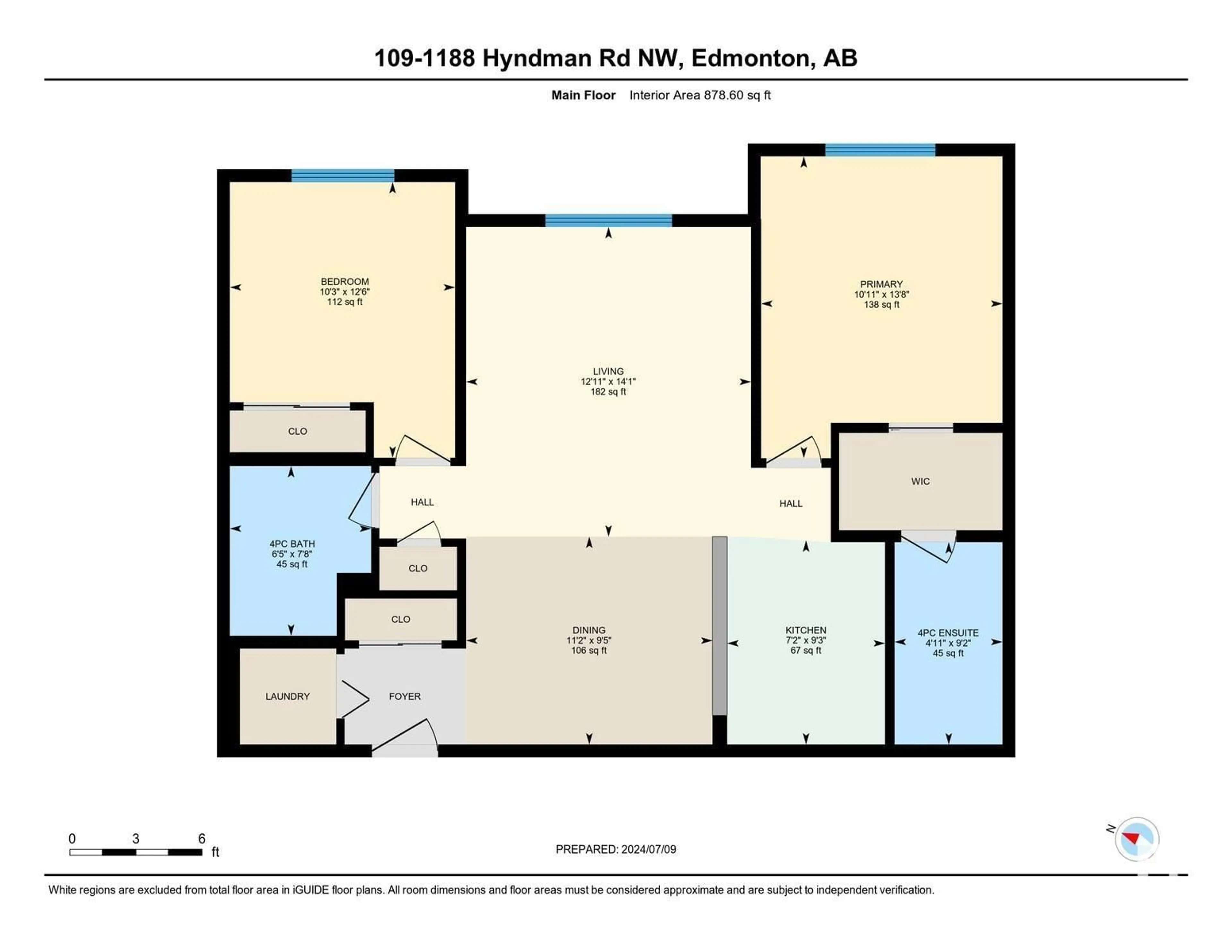 Floor plan for #109 1188 HYNDMAN RD NW, Edmonton Alberta T5A0E9