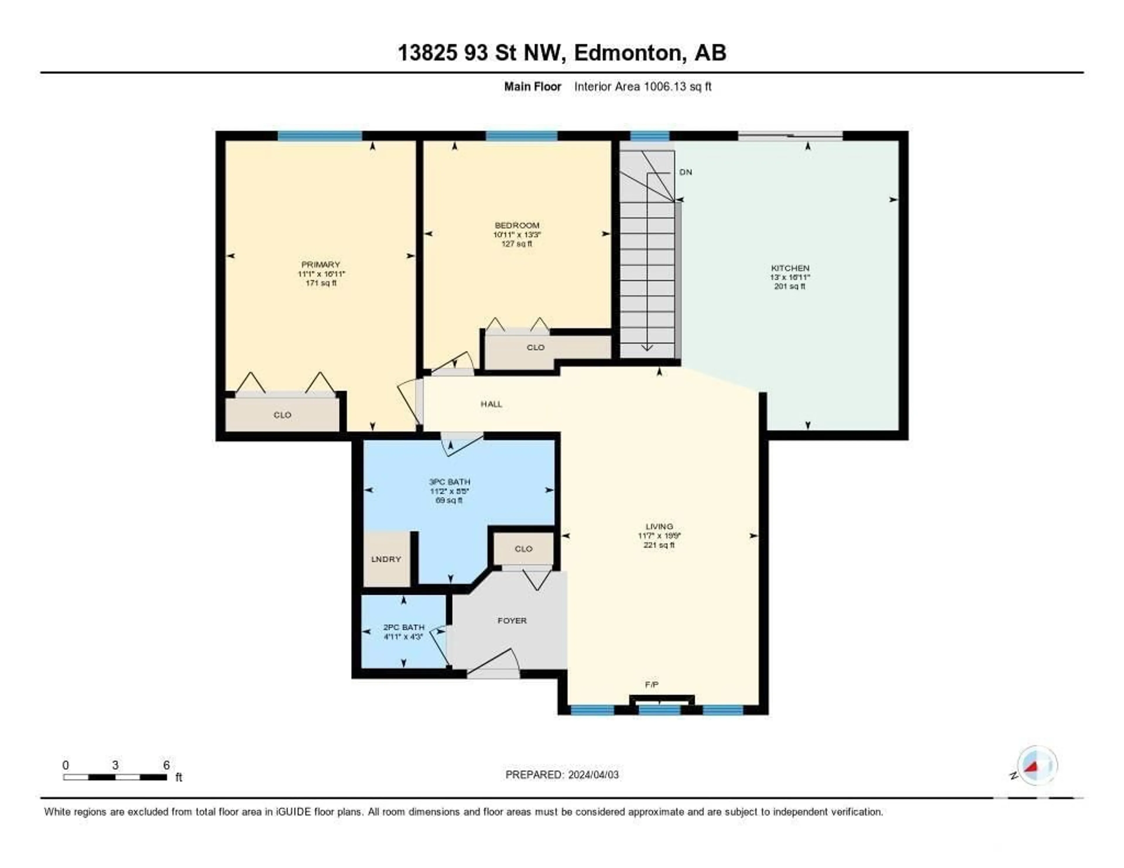 Floor plan for #93 13825 155 AV NW, Edmonton Alberta T6V0B8