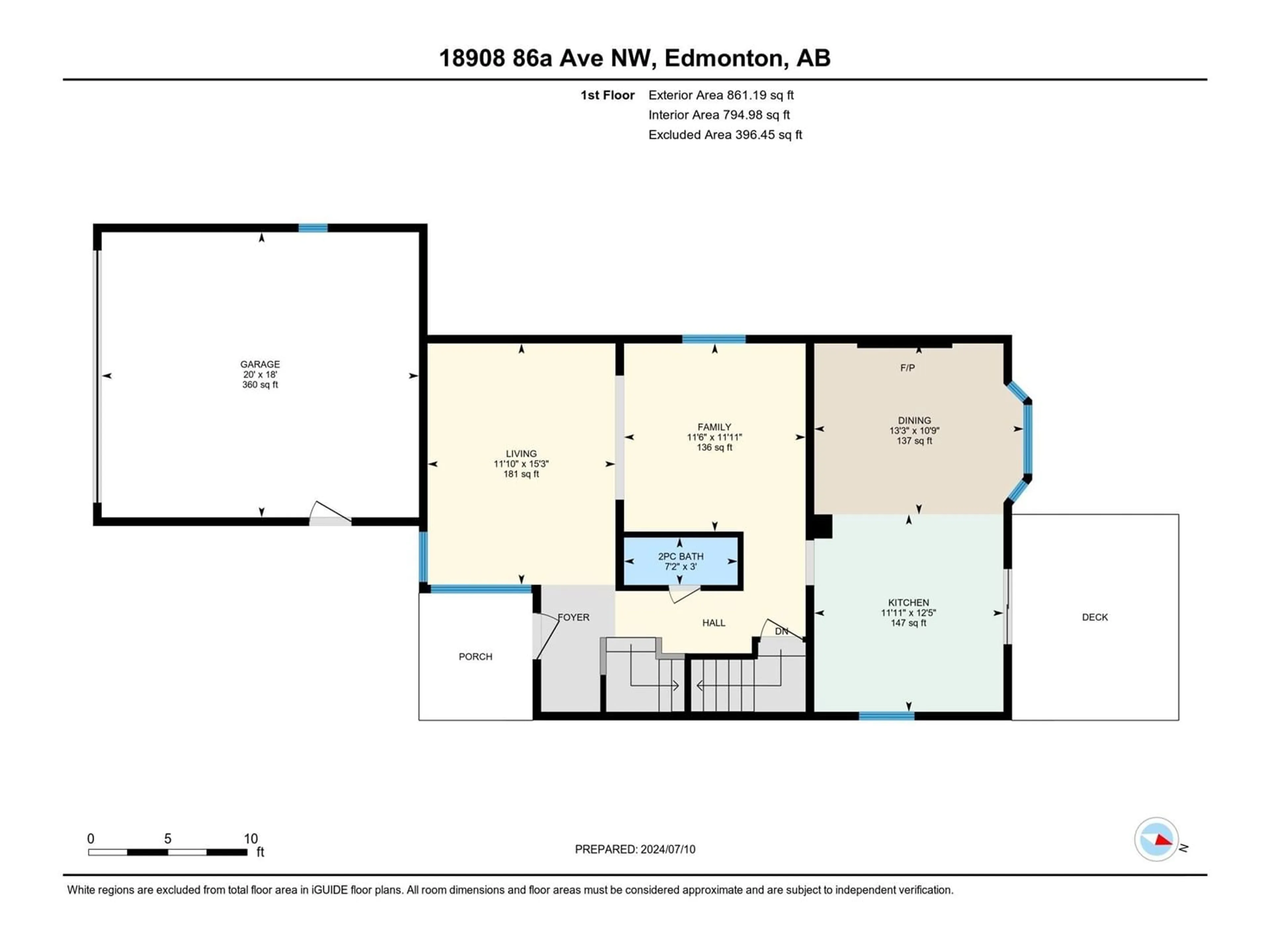 Floor plan for 18908 86A AV NW, Edmonton Alberta T5T4X8