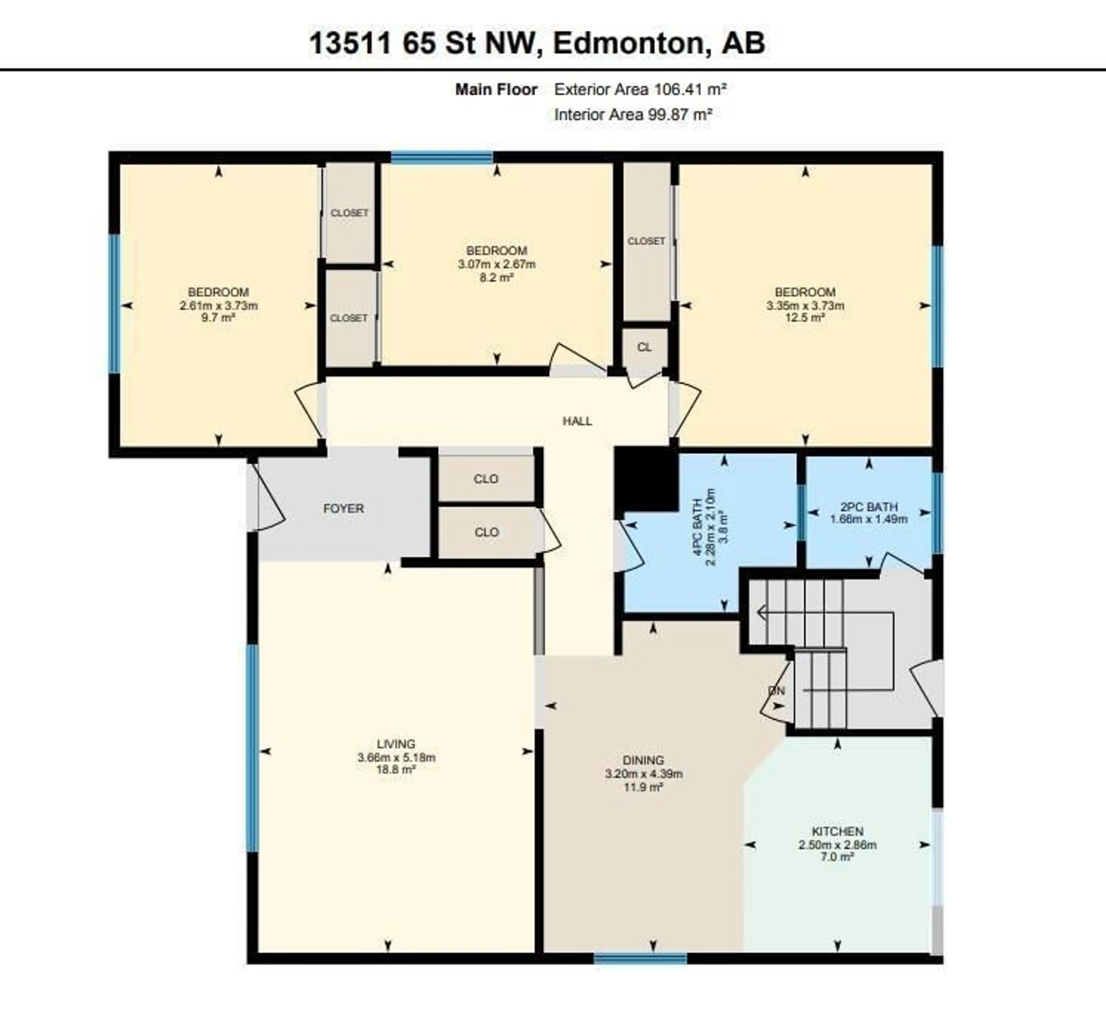 Floor plan for 13511 65 ST NW, Edmonton Alberta T5A1A5