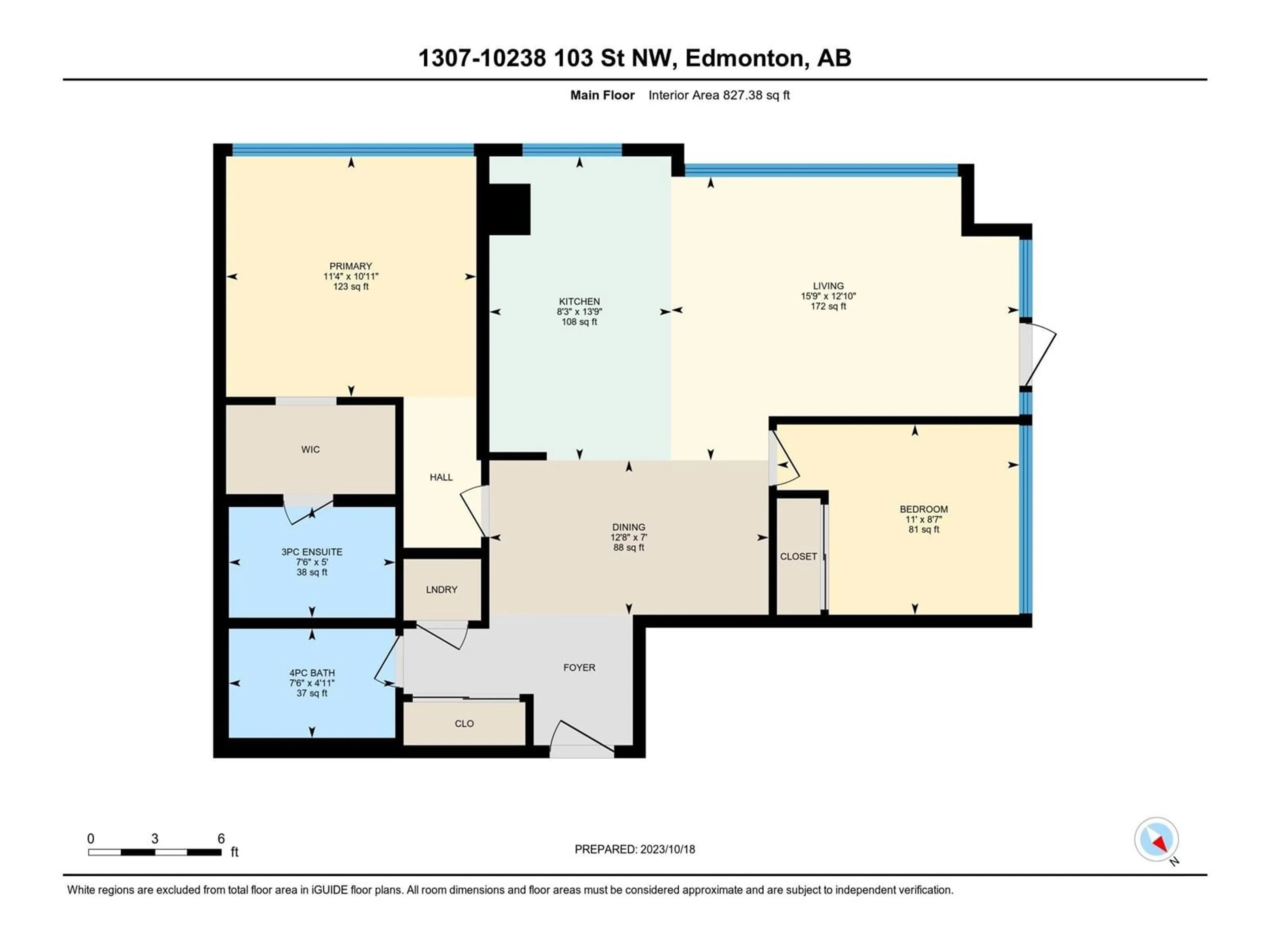 Floor plan for #1307 10238 103 ST NW, Edmonton Alberta T5J0G6