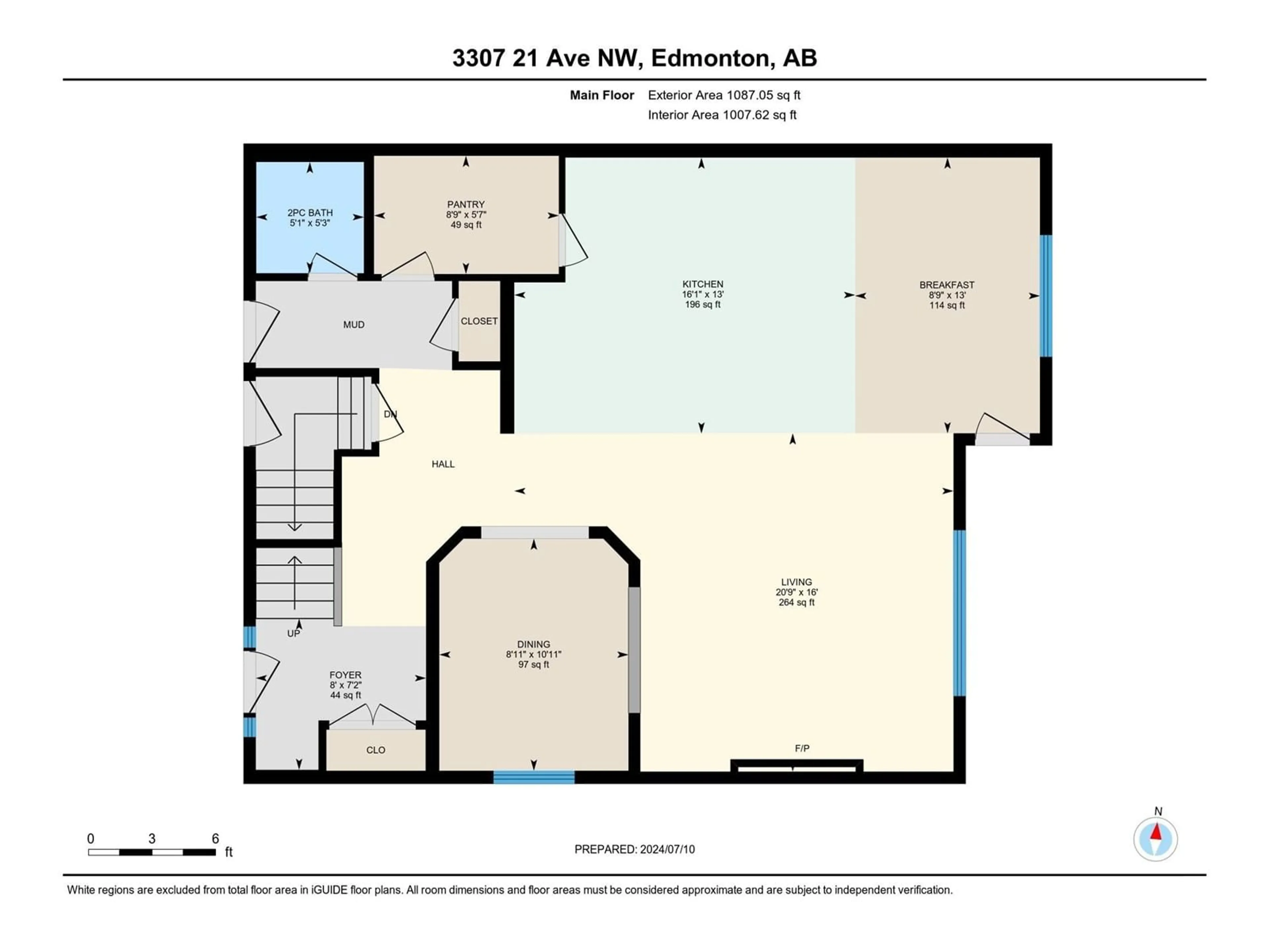 Floor plan for 3307 21 AV NW, Edmonton Alberta T6T0K9