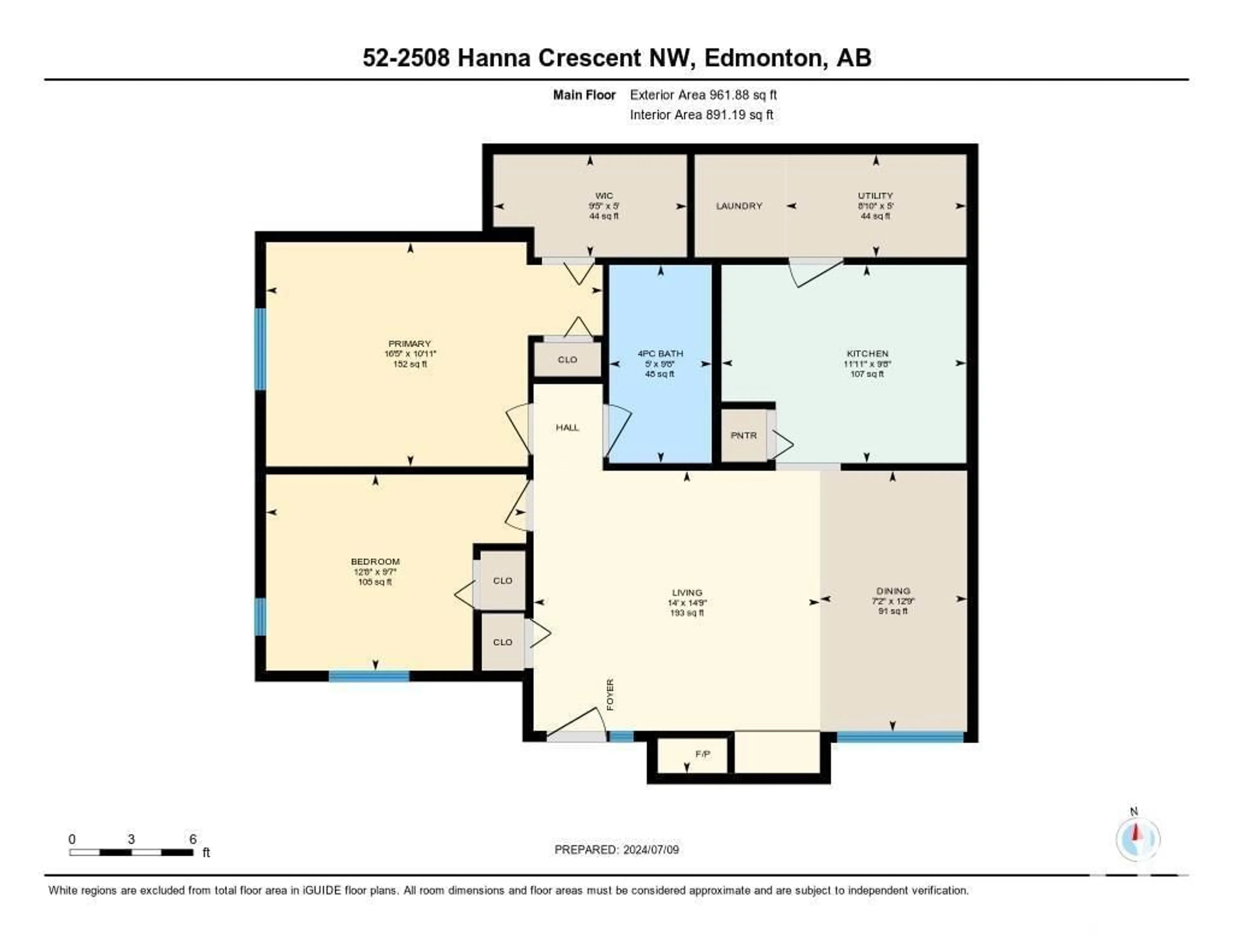 Floor plan for 52 2508 Hanna Cres NW, Edmonton Alberta T6R3N7