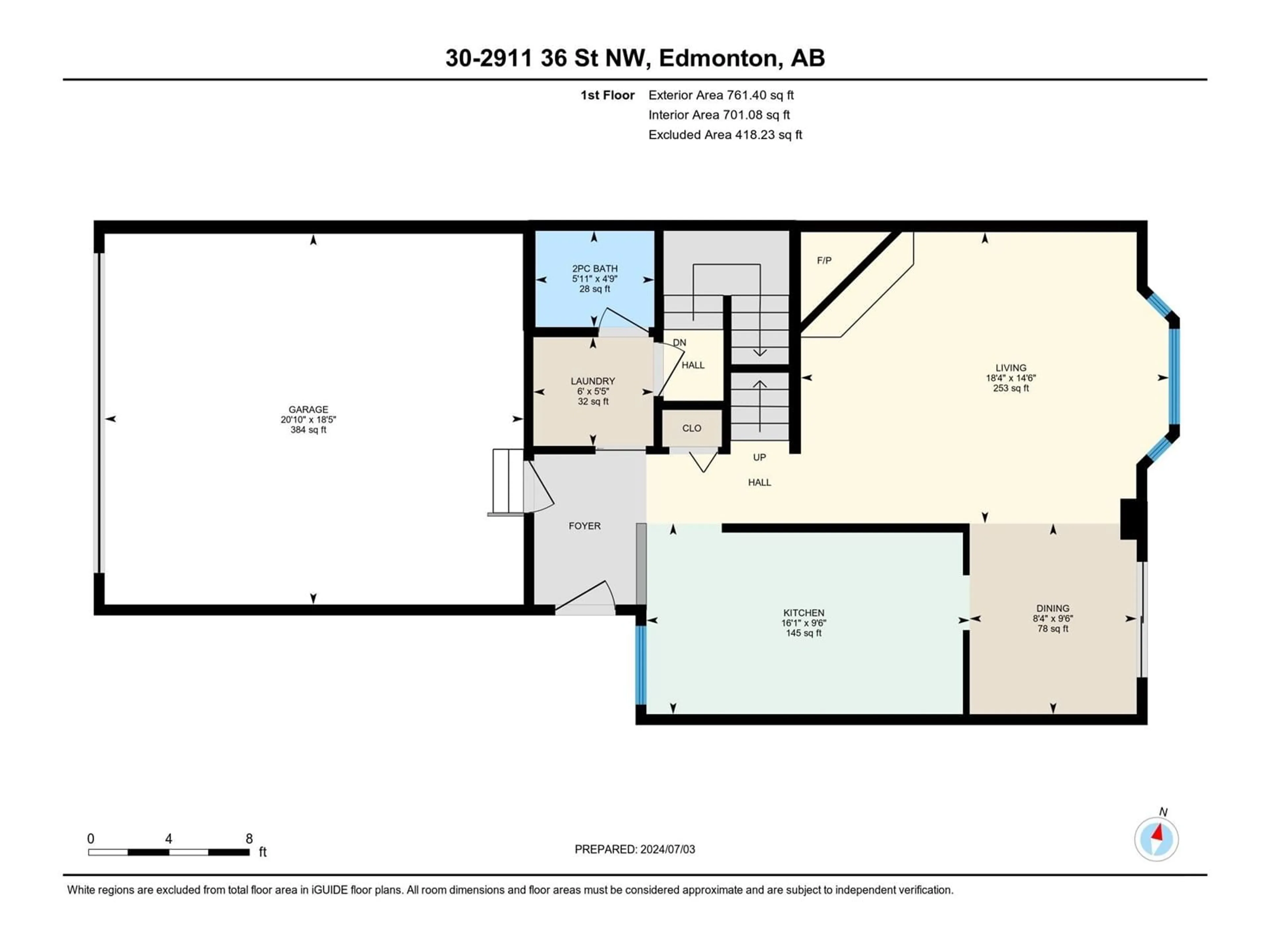 Floor plan for #30 2911 36 ST NW, Edmonton Alberta T6L6K4