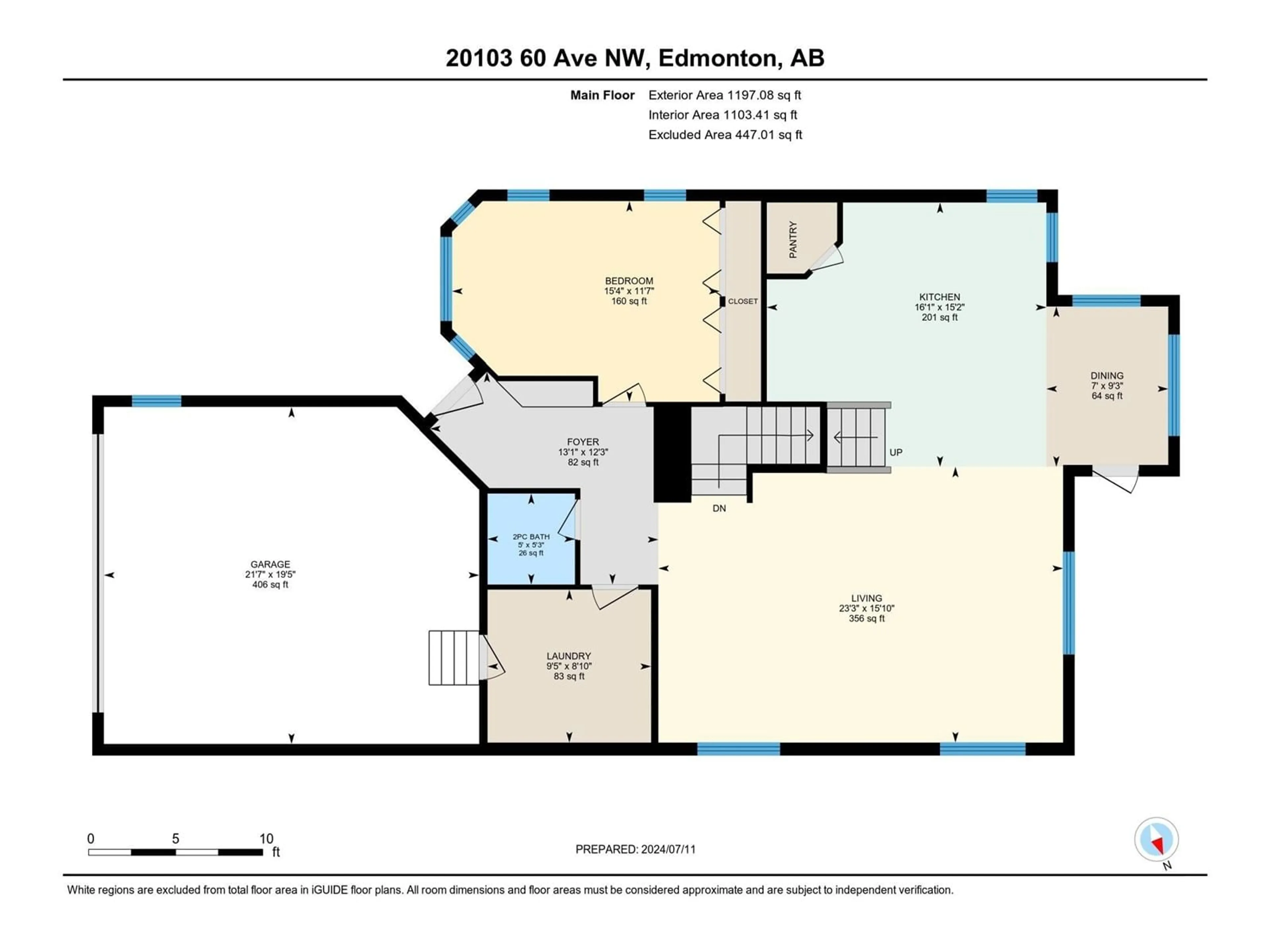 Floor plan for 20103 60 AV NW, Edmonton Alberta T6M2Z4