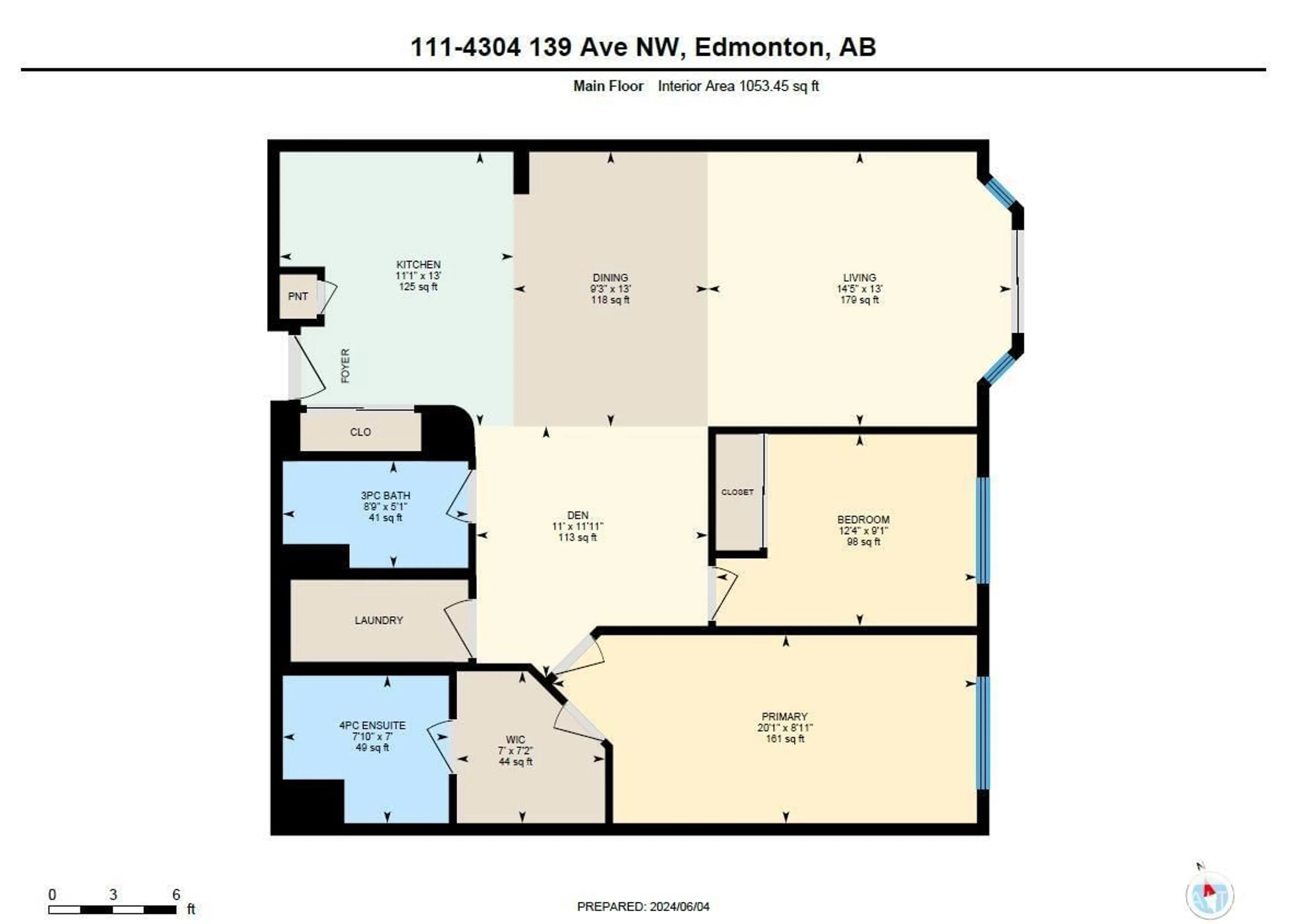 Floor plan for #111 4304 139 AV NW, Edmonton Alberta T5Y0H6