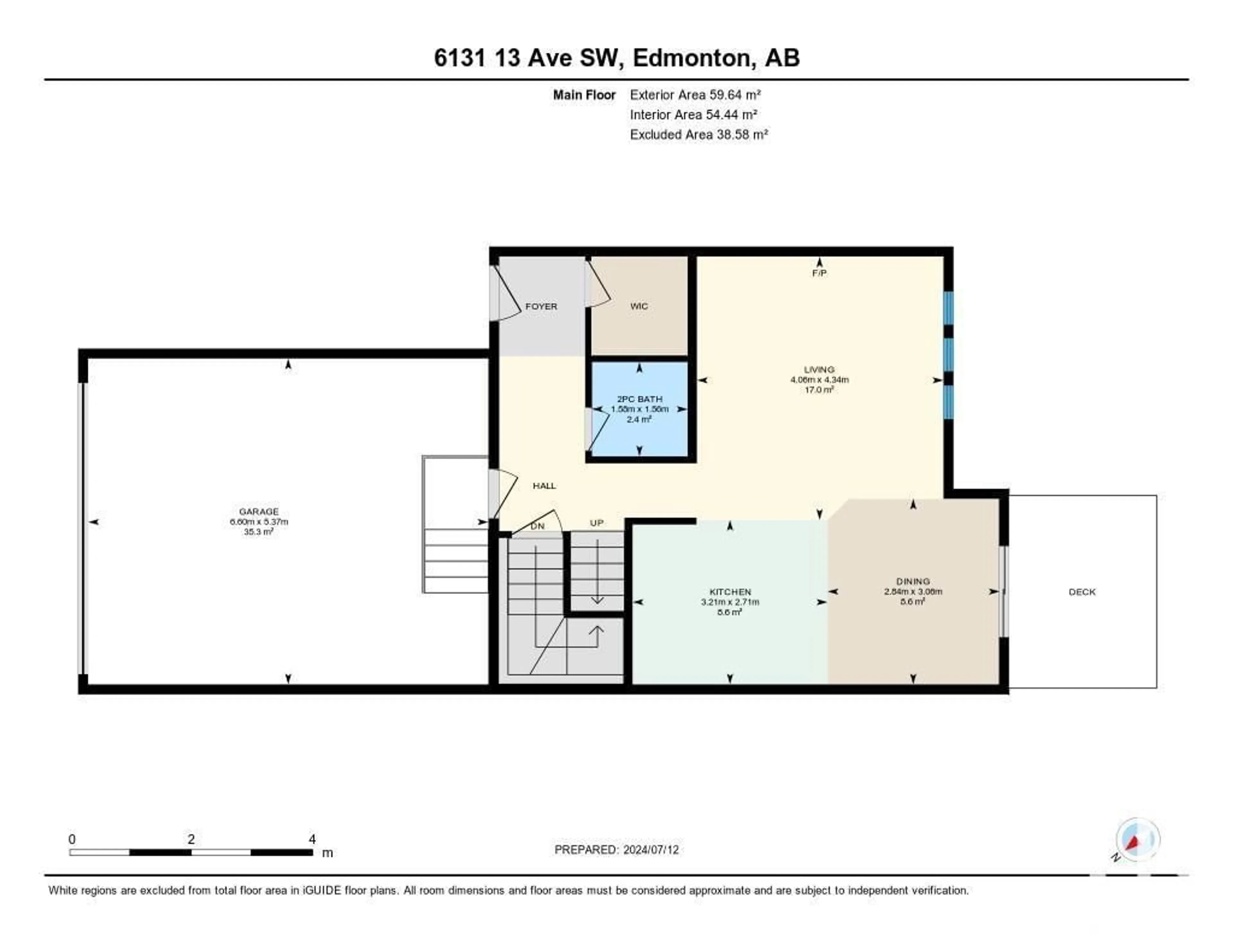 Floor plan for 6131 13 AV SW, Edmonton Alberta T6X0M6