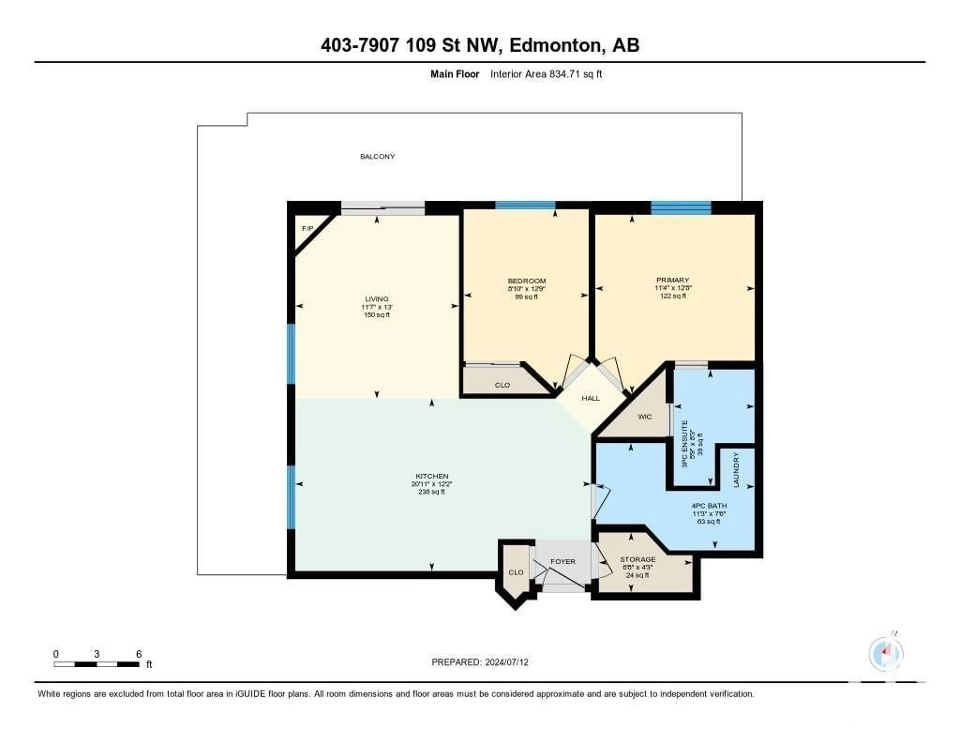 Floor plan for #403 7907 109 ST NW, Edmonton Alberta T6G1C7