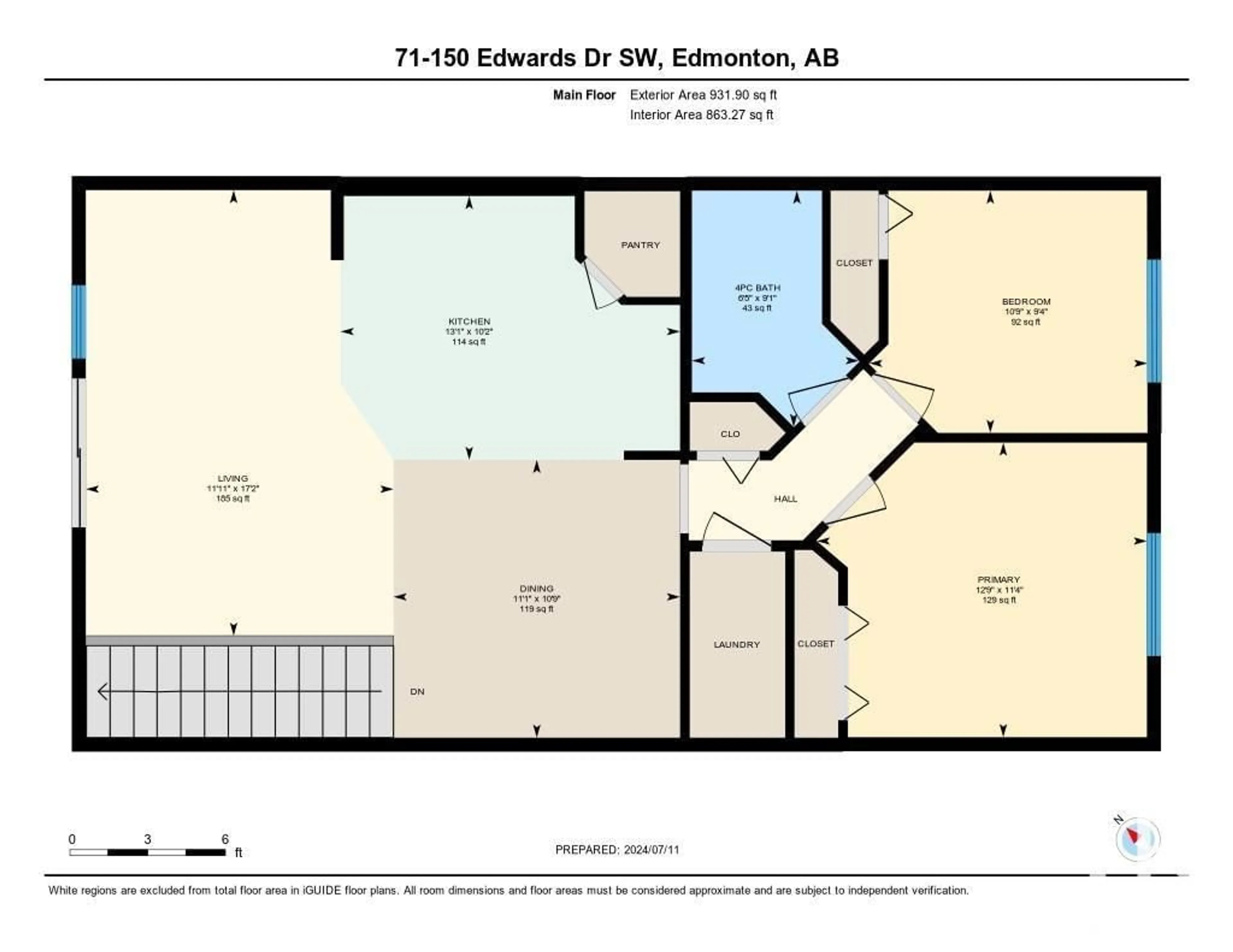 Floor plan for #71 150 EDWARDS DR SW, Edmonton Alberta T6X1M4